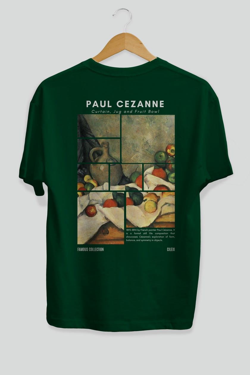 Paul Cezanne Curtain Arka Baskılı Oversize t-shirt Erkek Kadın Bisiklet Yaka Pamuk tişort