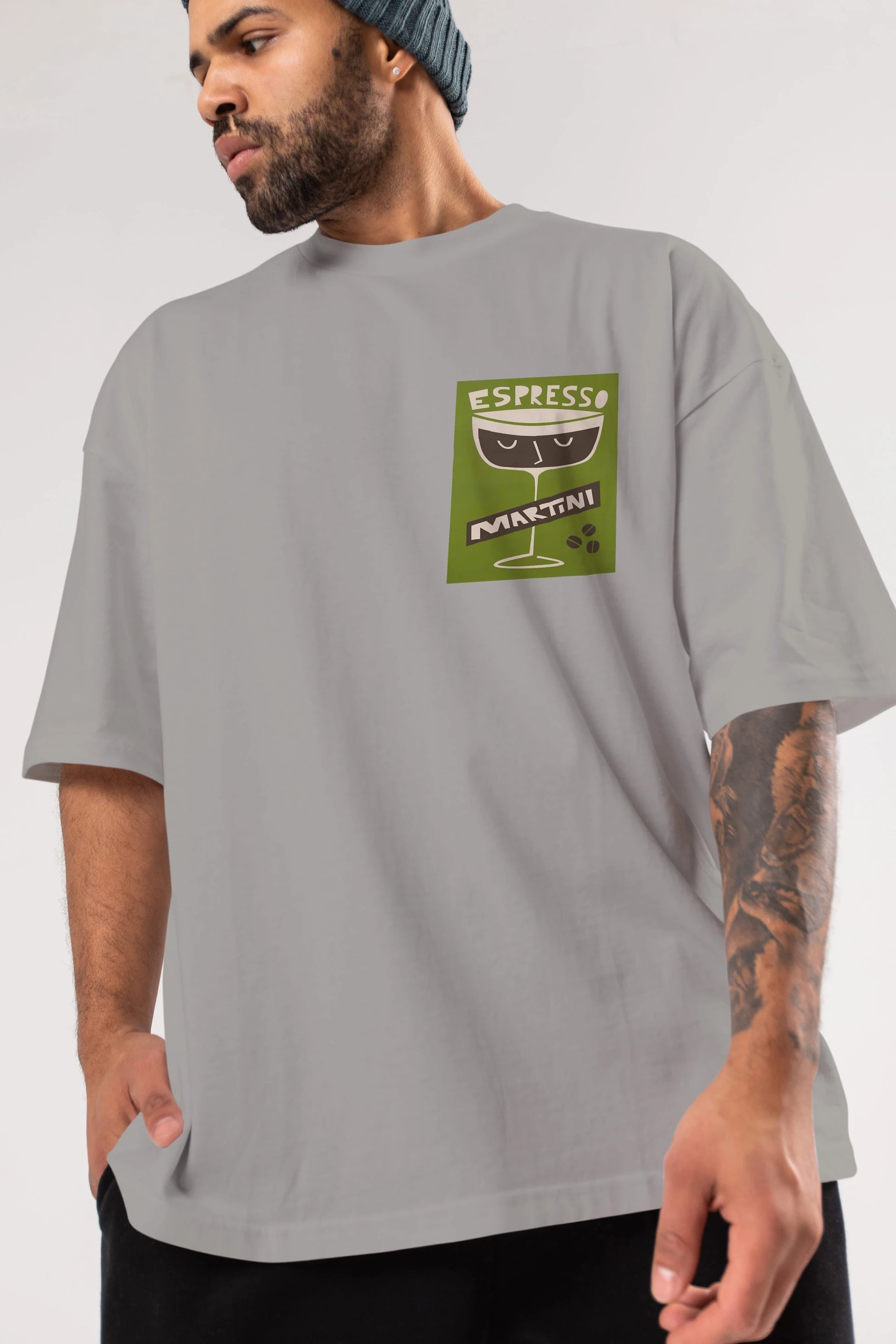 Espresso Martini 2 Ön Sol Baskılı Oversize t-shirt Erkek Kadın Unisex %100 Pamuk Bisiklet Yaka tişort