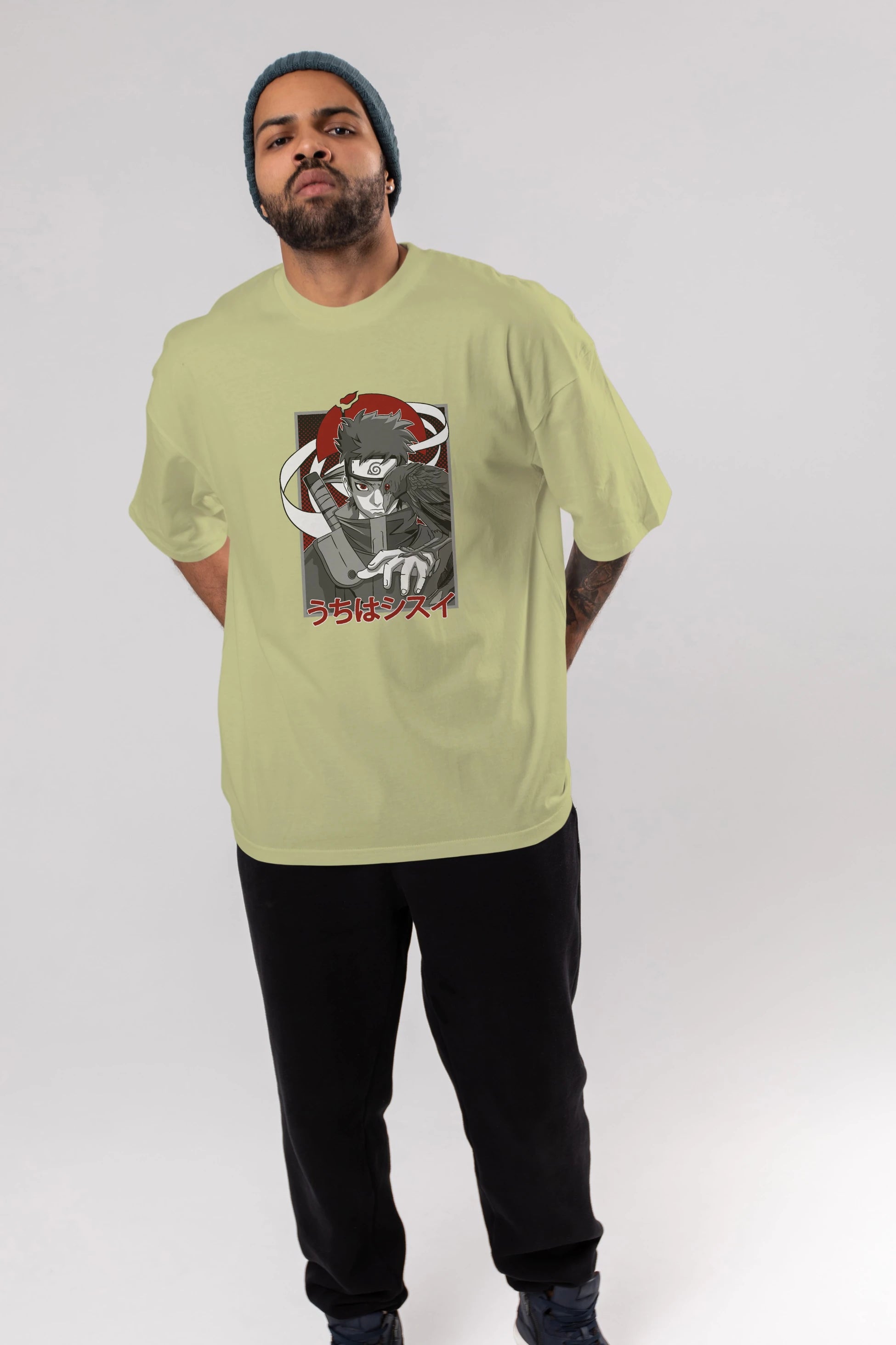 SHISUI UCHIHA NARUTO Anime Ön Baskılı Oversize t-shirt %100 pamuk Erkek Kadın Unisex