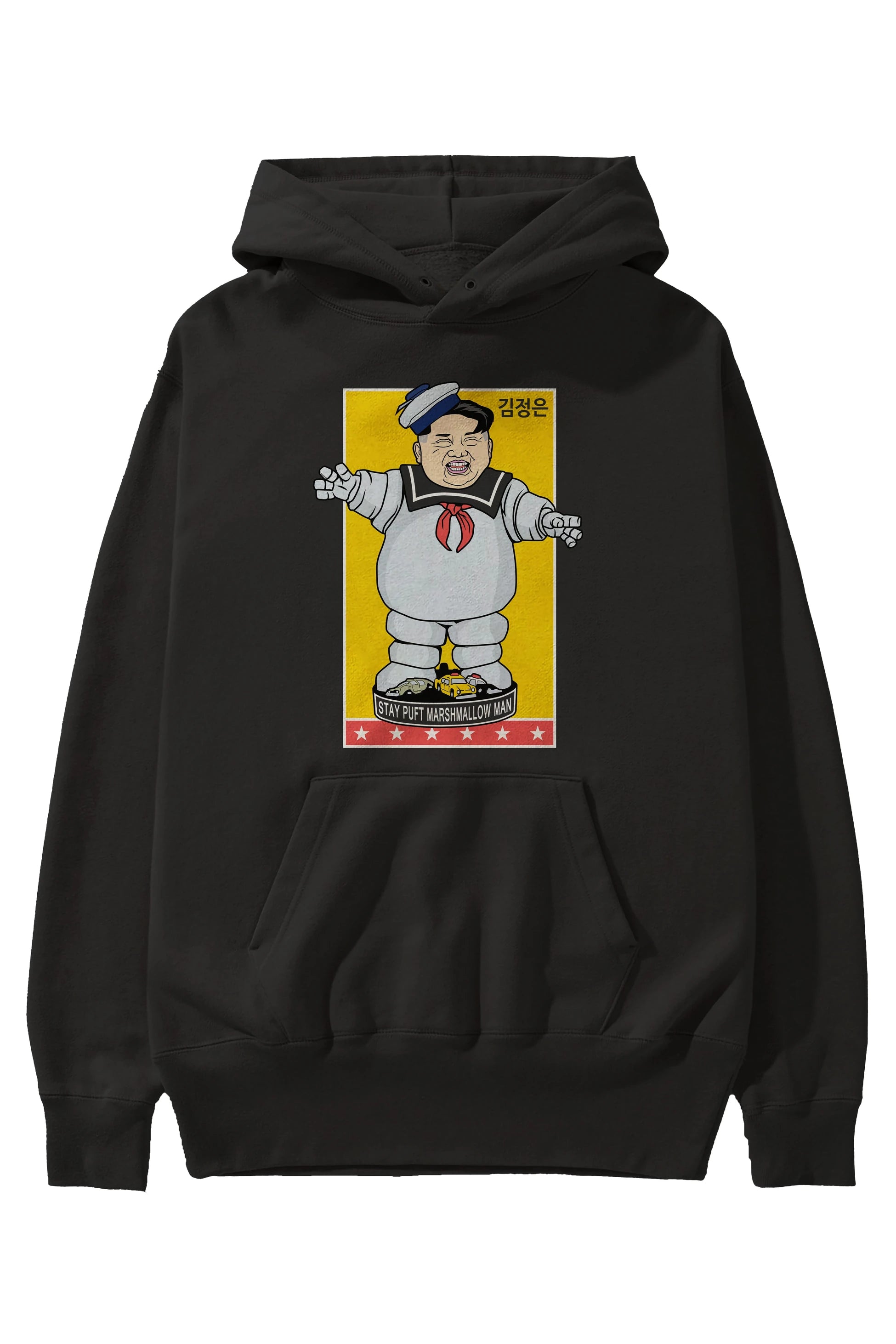 Stay Puft Jong Un Ön Baskılı Hoodie Oversize Kapüşonlu Sweatshirt Erkek Kadın Unisex