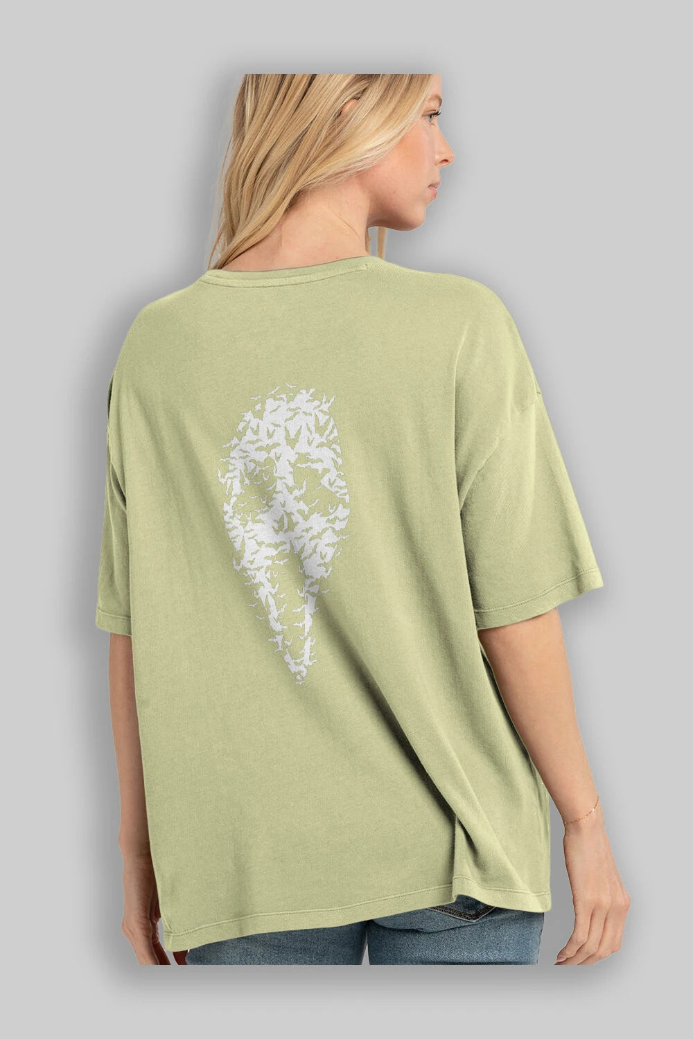 Ghost Face Bats Arka Baskılı Oversize t-shirt %100 pamuk Erkek Kadın Unisex