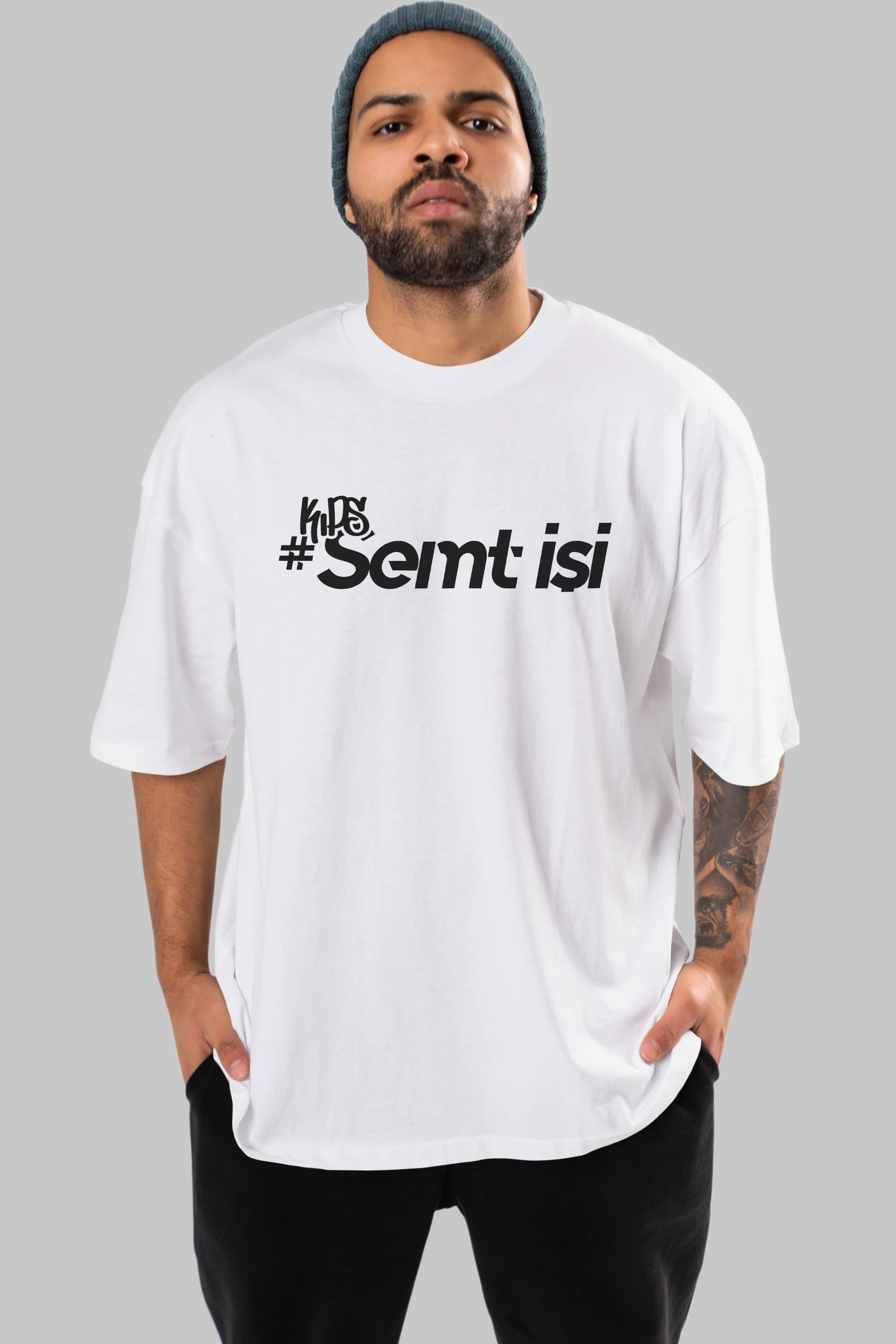 Semt İşi Ön Baskılı Oversize t-shirt %100 pamuk Erkek Kadın Unisex