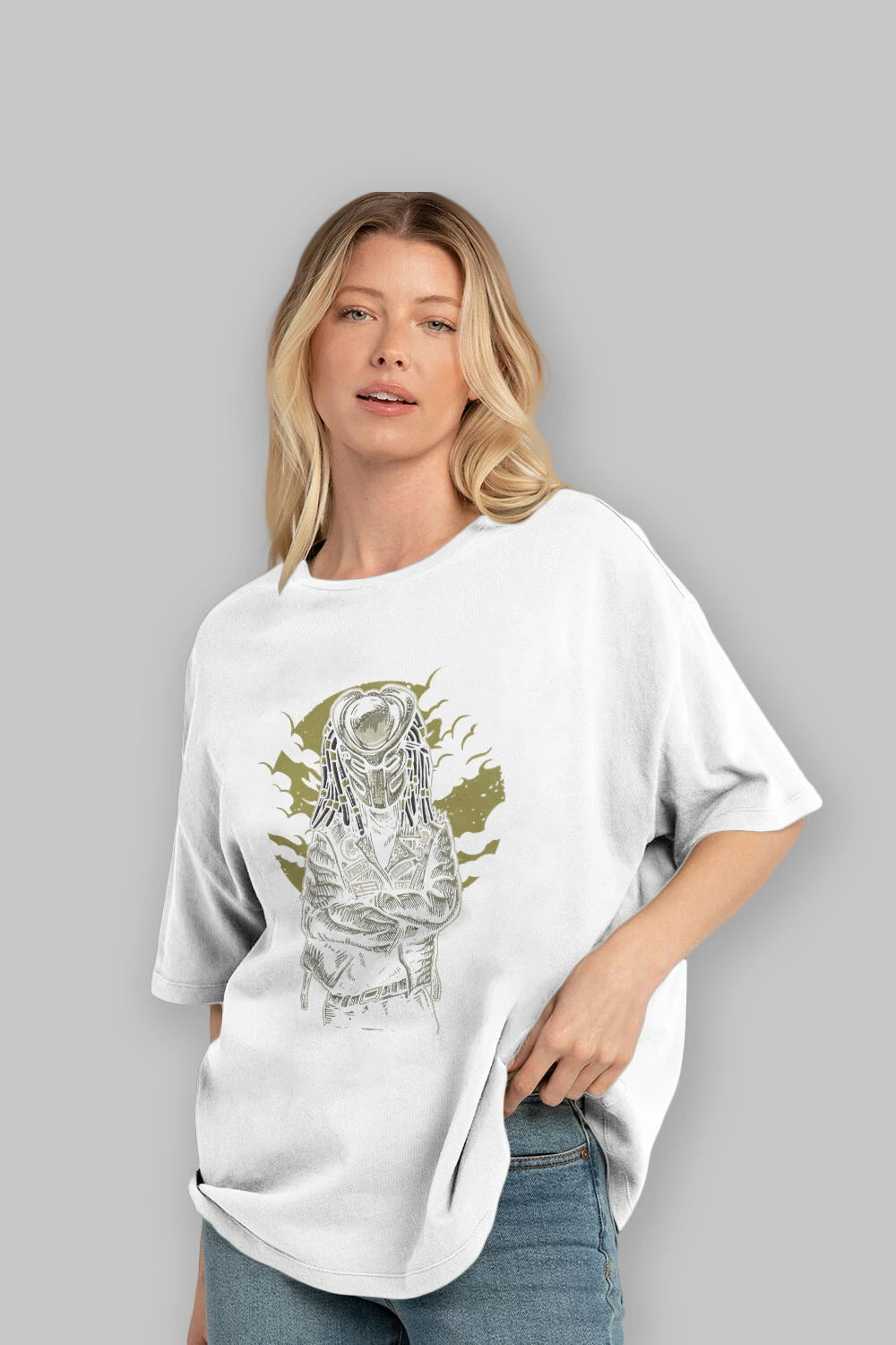 Predator Ön Baskılı Oversize t-shirt Erkek Kadın Unisex %100 Pamuk tişort
