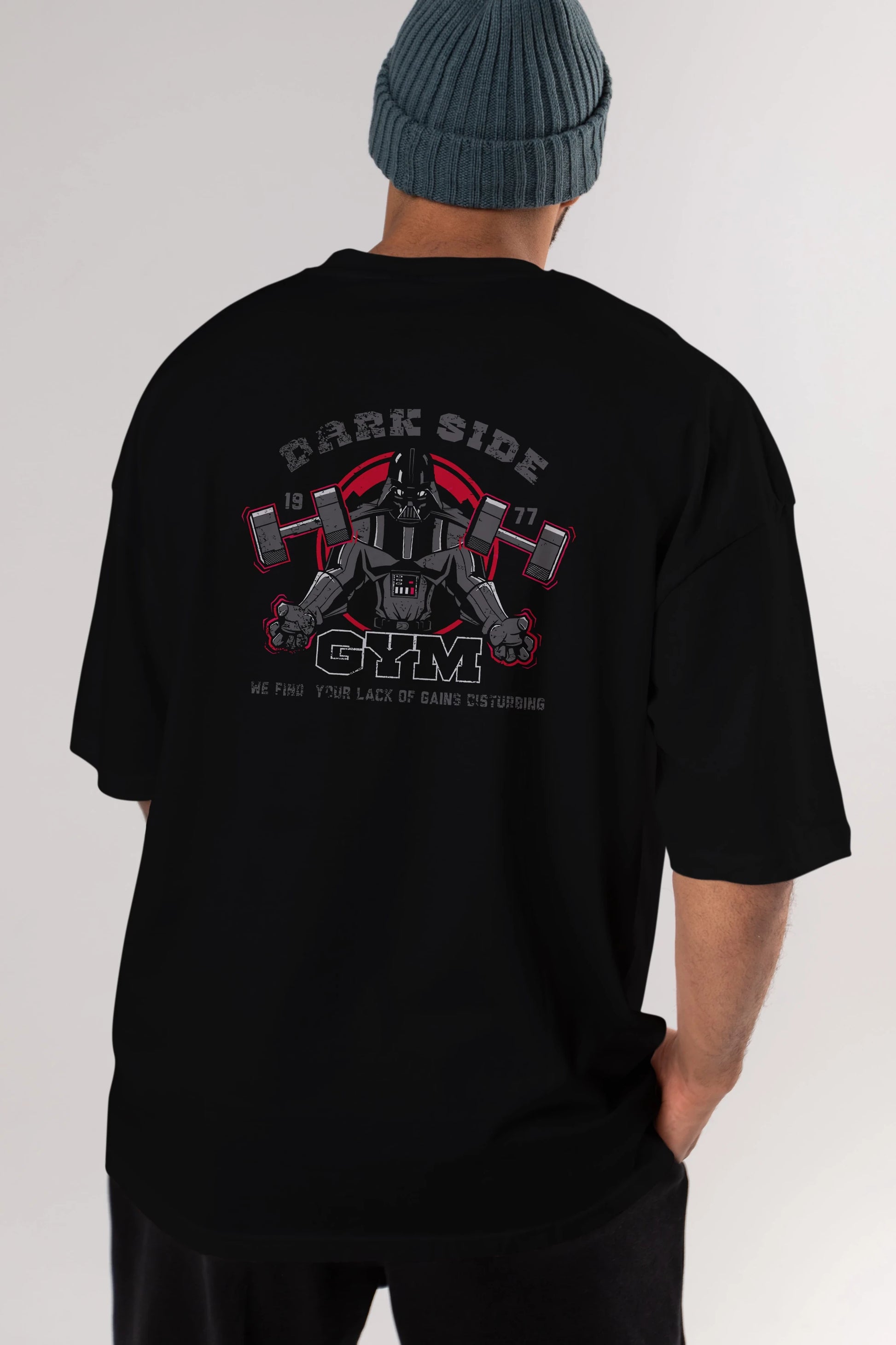 Darth Vader GYM Arka Baskılı Oversize t-shirt Erkek Kadın Unisex %100 Pamuk Bisiklet Yaka tişort
