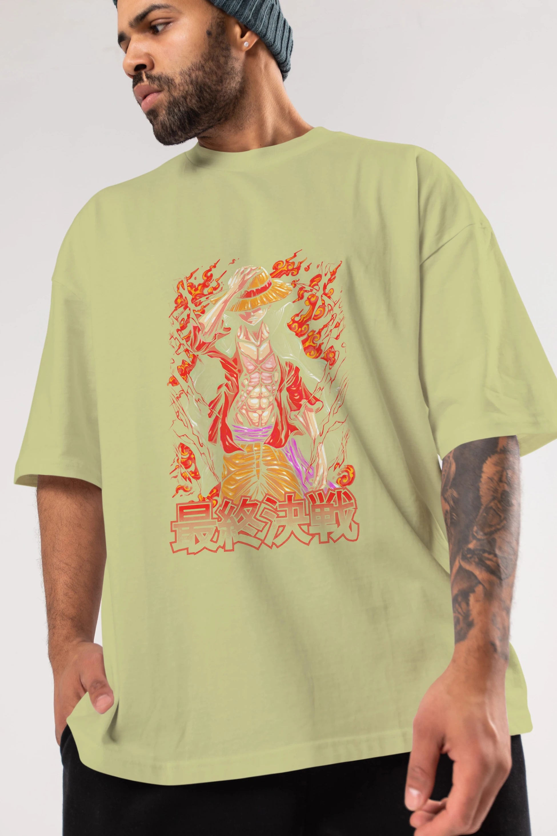 MONKEY D. LUFFY (3) Anime Ön Baskılı Oversize t-shirt %100 pamuk Erkek Kadın Unisex