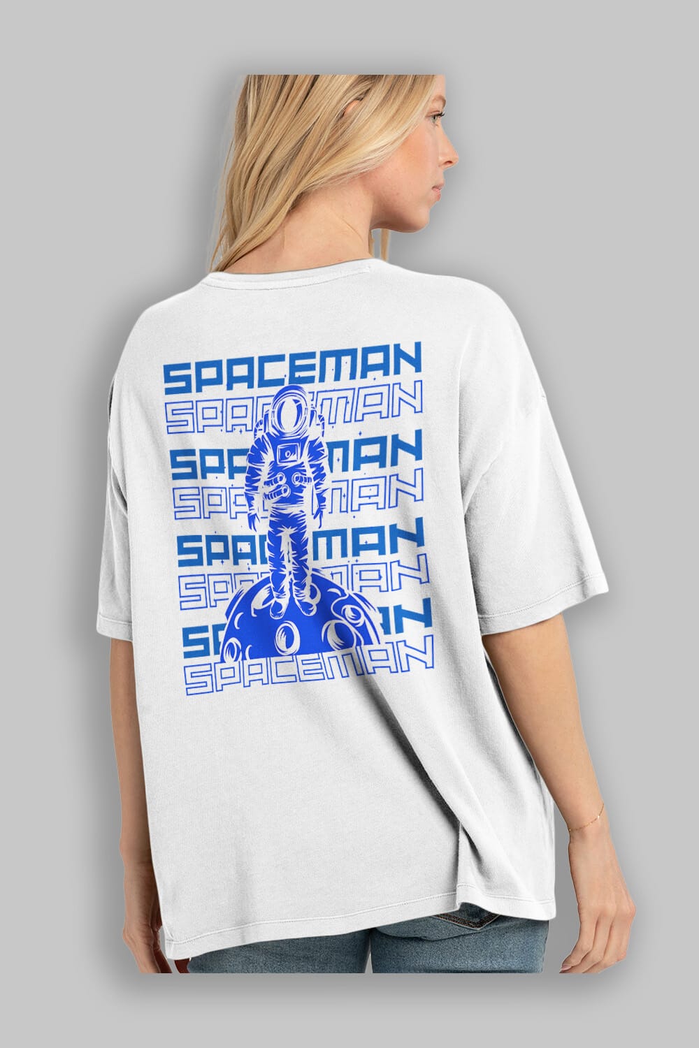 Spaceman Yazılı Arka Baskılı Oversize t-shirt Erkek Kadın Unisex