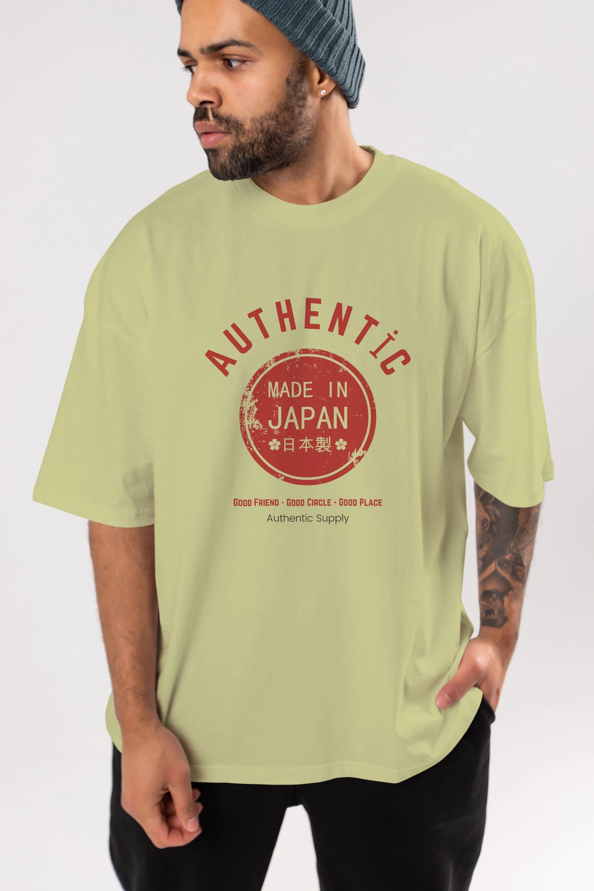 Authentic Japan Style Ön Baskılı Oversize t-shirt Erkek Kadın Unisex