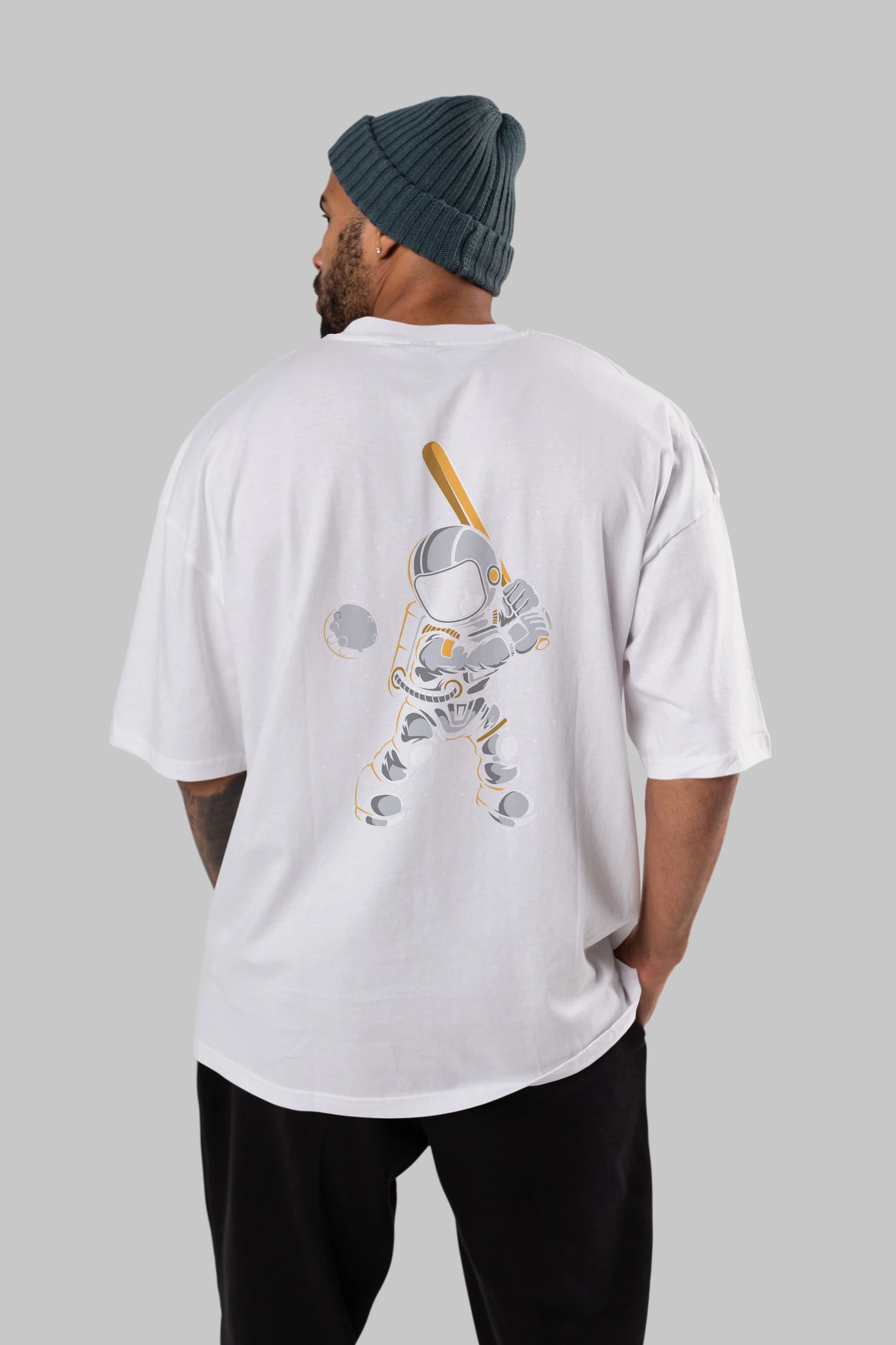 Astronaut Baseball Arka Baskılı Oversize t-shirt Erkek Kadın Unisex