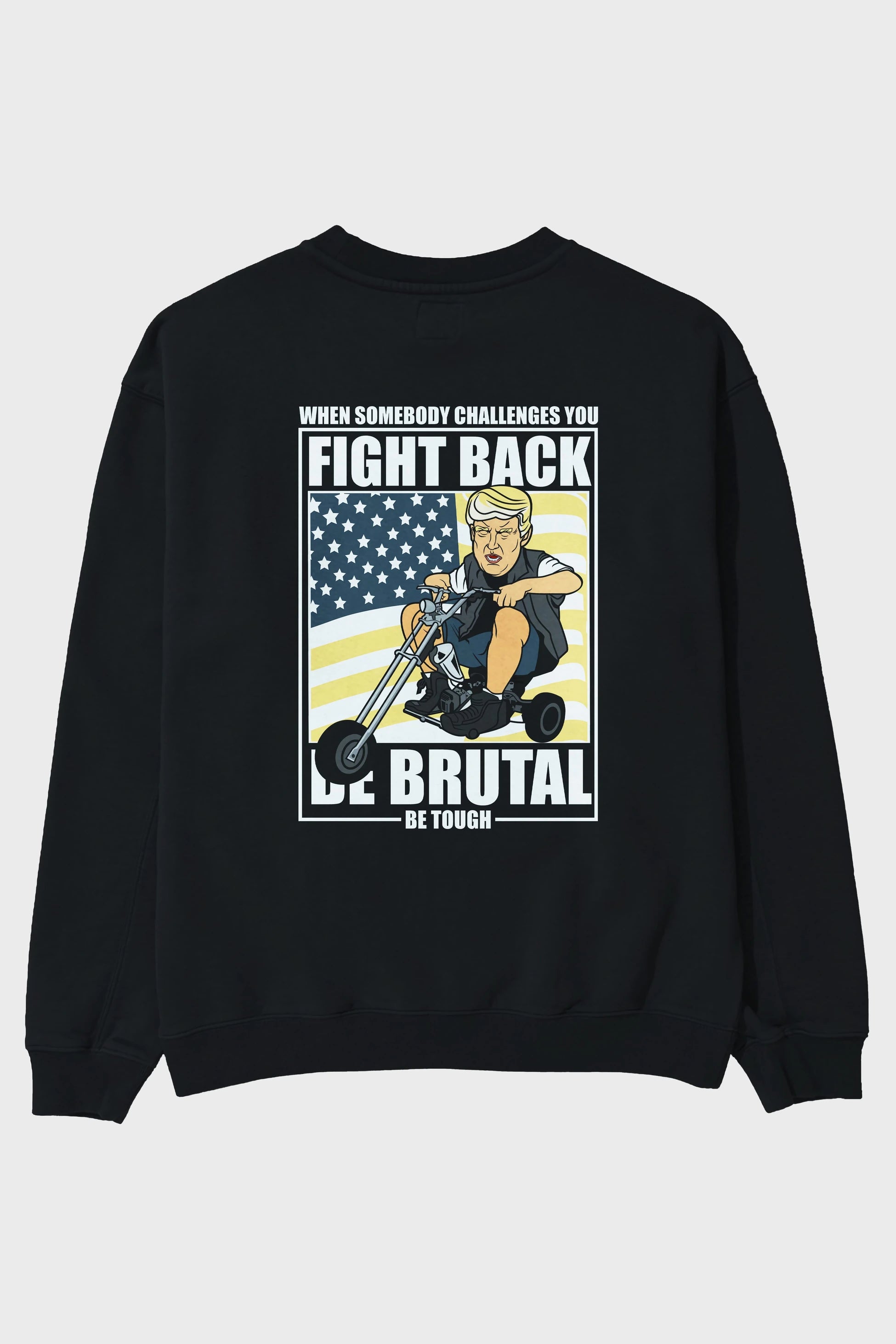 Trump Biker Arka Baskılı Oversize Sweatshirt Erkek Kadın Unisex