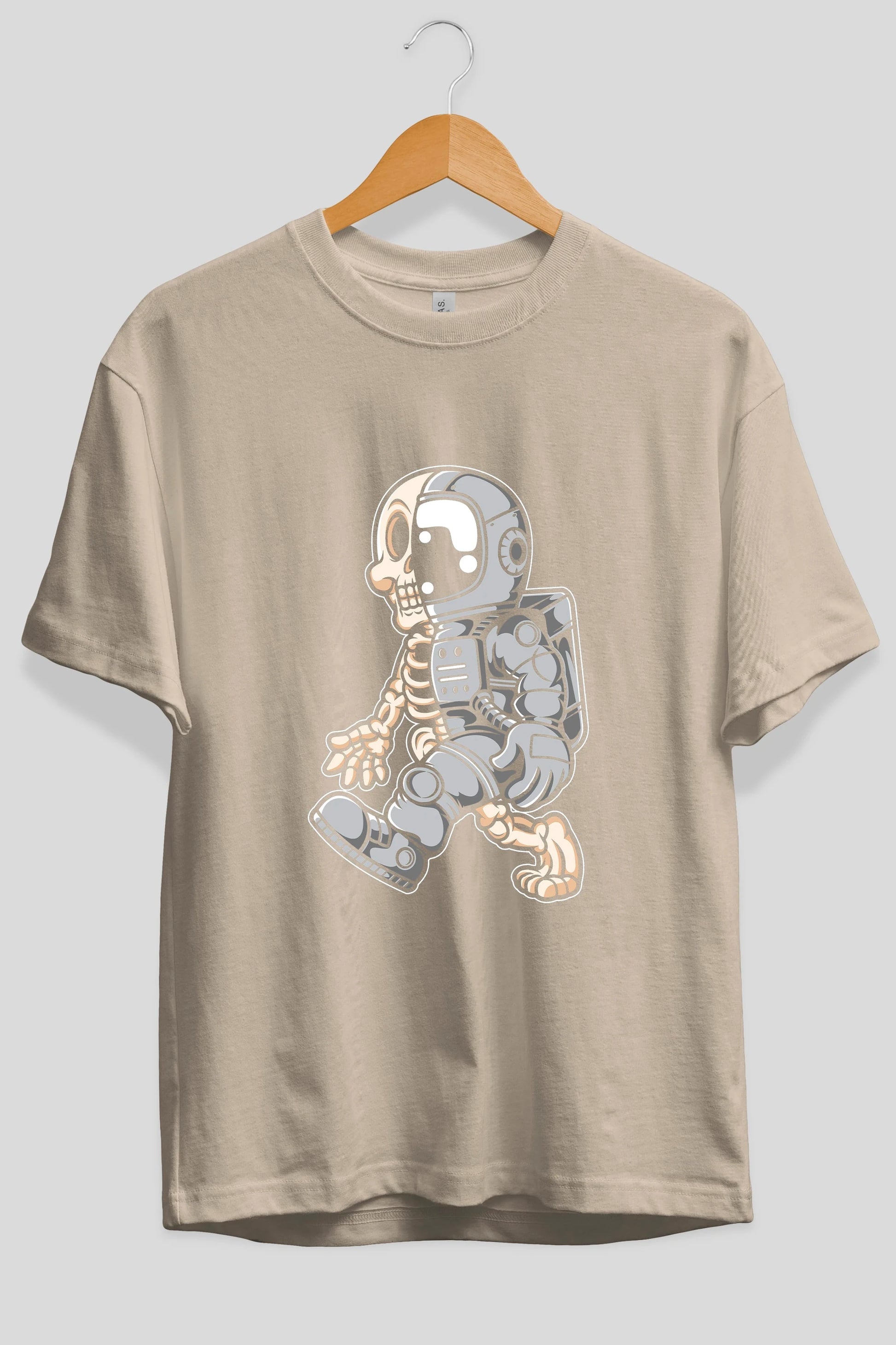 Astronaut Half Skull Ön Baskılı Oversize t-shirt Erkek Kadın Unisex
