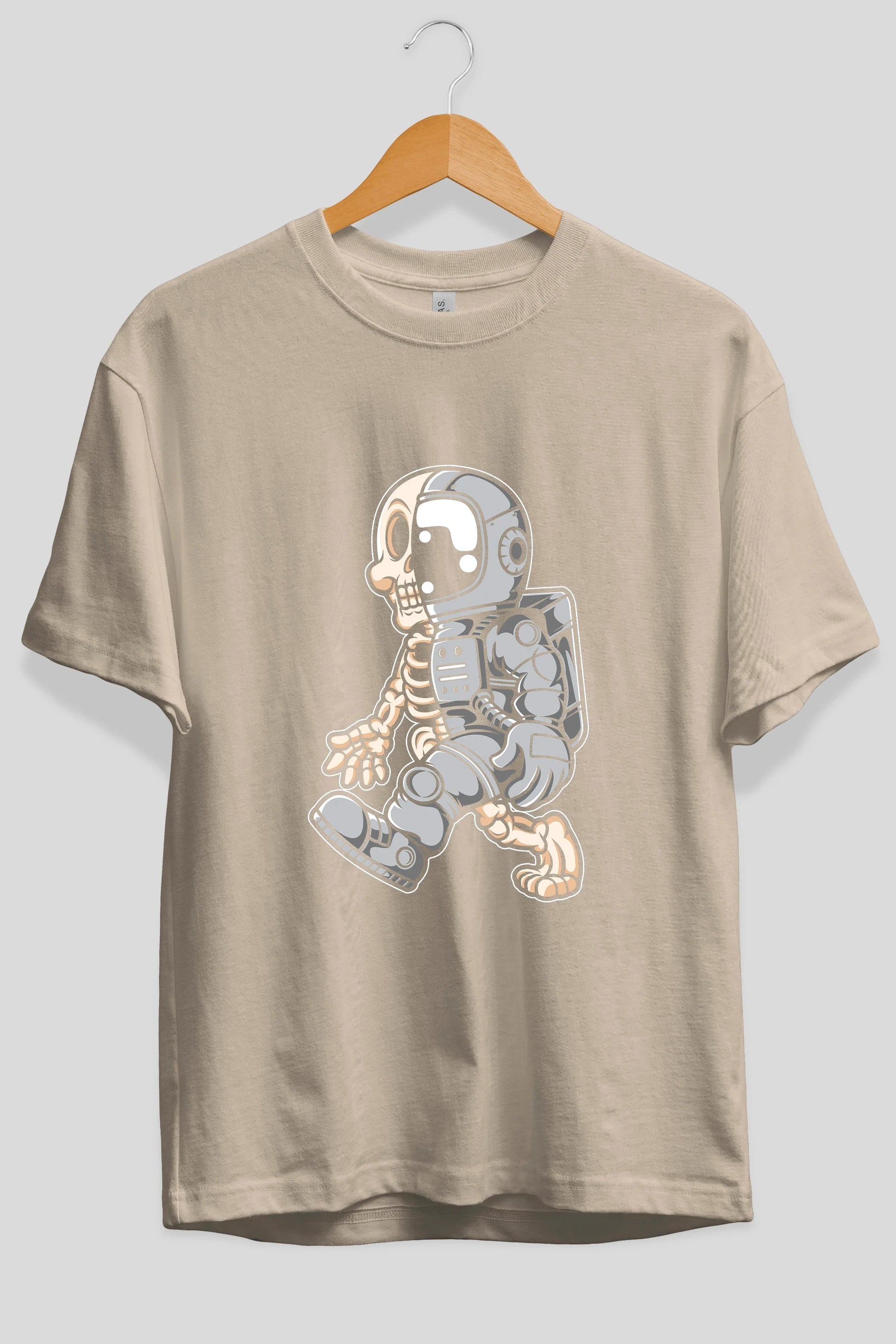 Astronaut Half Skull Ön Baskılı Oversize t-shirt Erkek Kadın Unisex