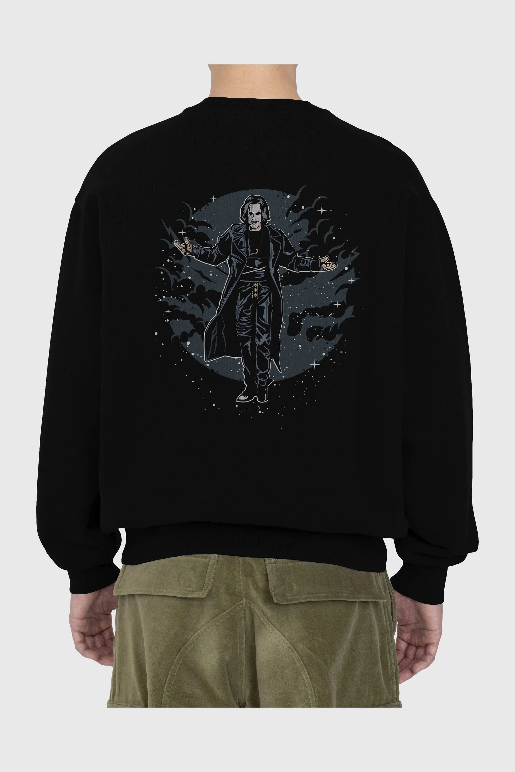 The Crow Arka Baskılı Oversize Sweatshirt Erkek Kadın Unisex