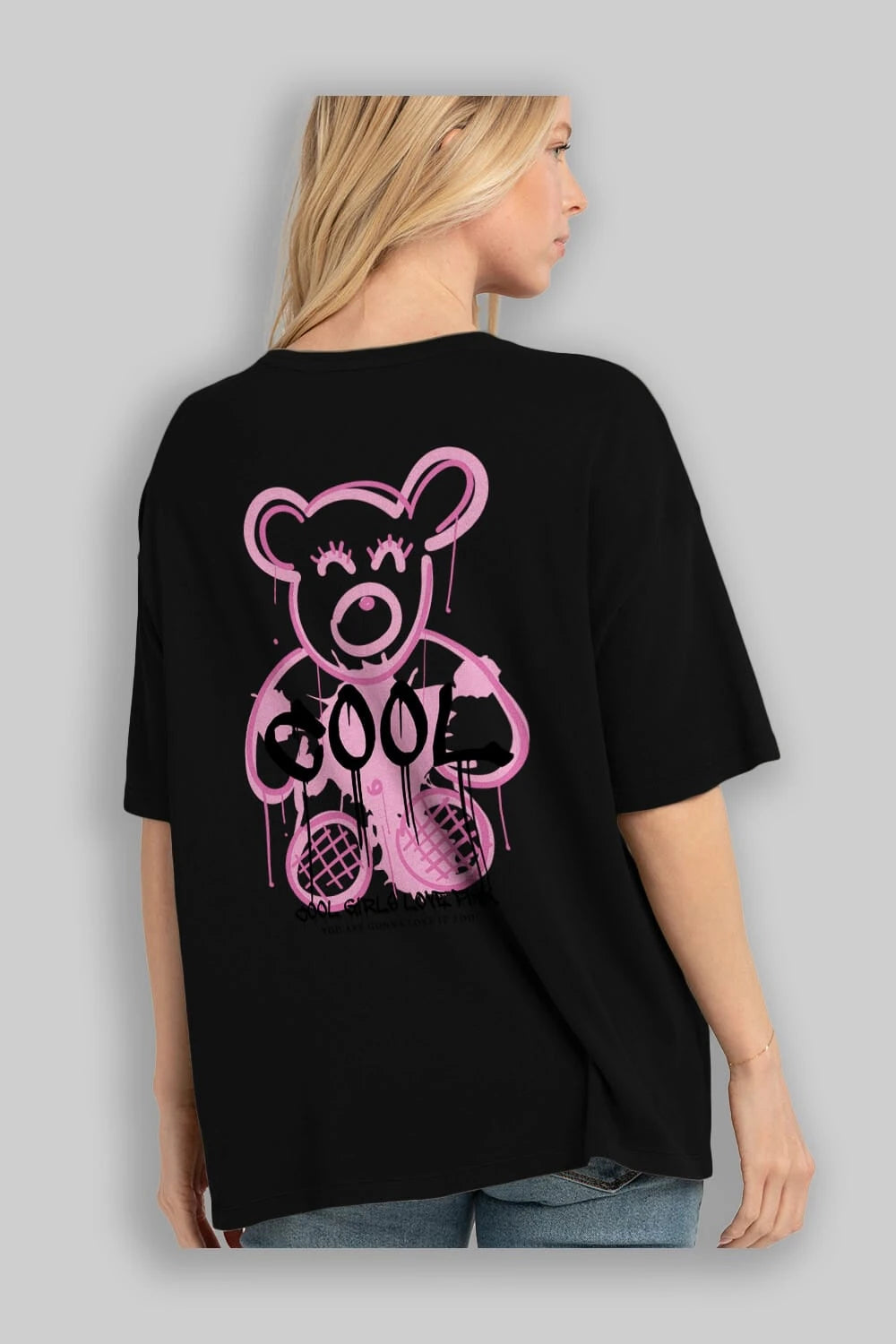 Cool Bear Arka Baskılı Oversize t-shirt Erkek Kadın Unisex