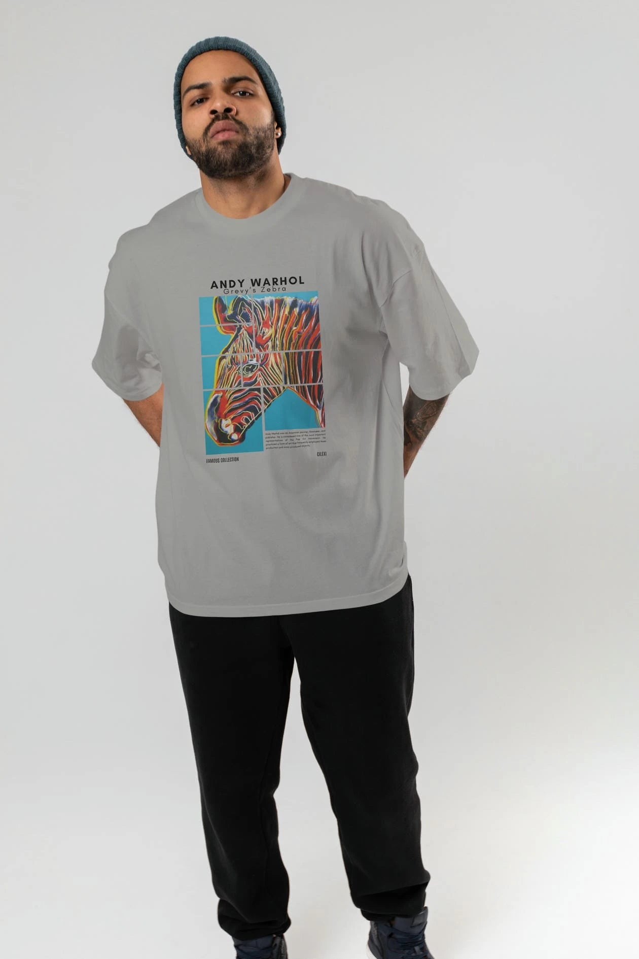 Andy Warhol ön Baskılı Oversize t-shirt Erkek Kadın Bisiklet Yaka Pamuk tişort