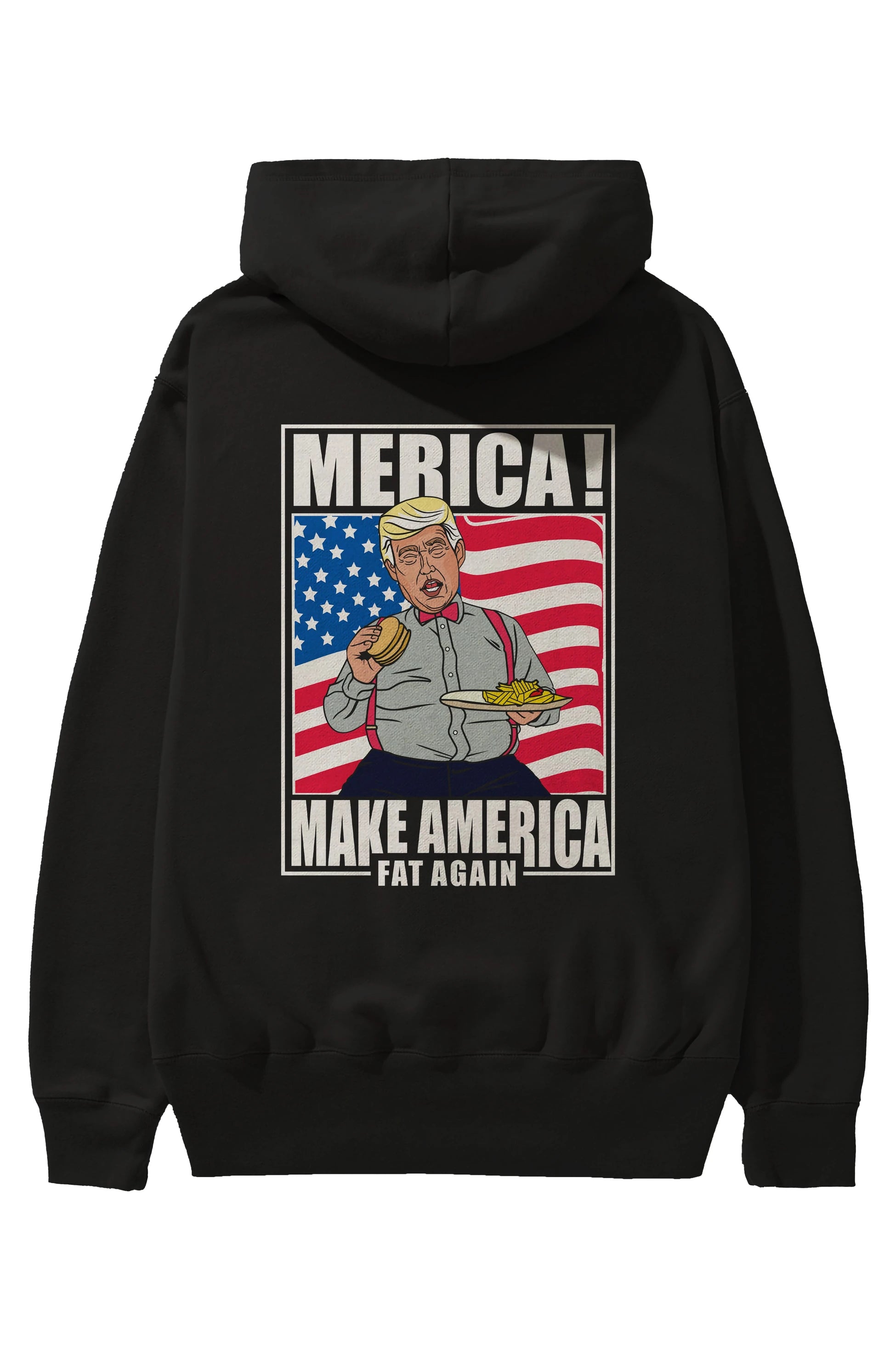 Trump Burger Arka Baskılı Hoodie Oversize Kapüşonlu Sweatshirt Erkek Kadın Unisex