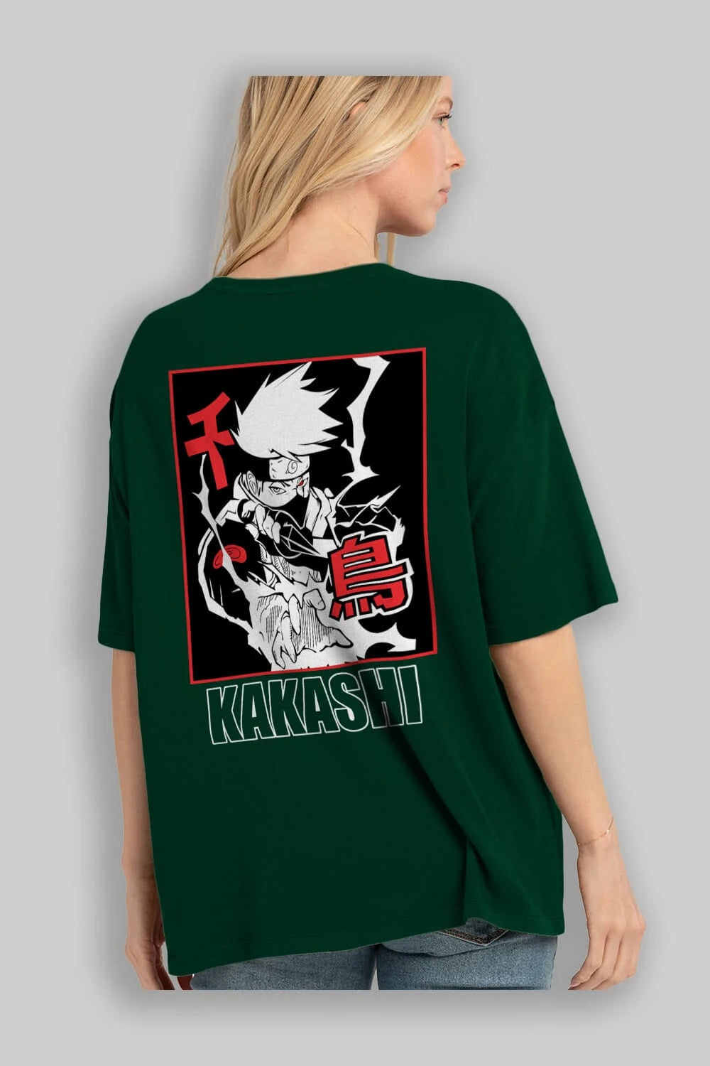KAKASHI HATAKE NARUTO Anime Arka Baskılı Oversize t-shirt Erkek Kadın Unisex