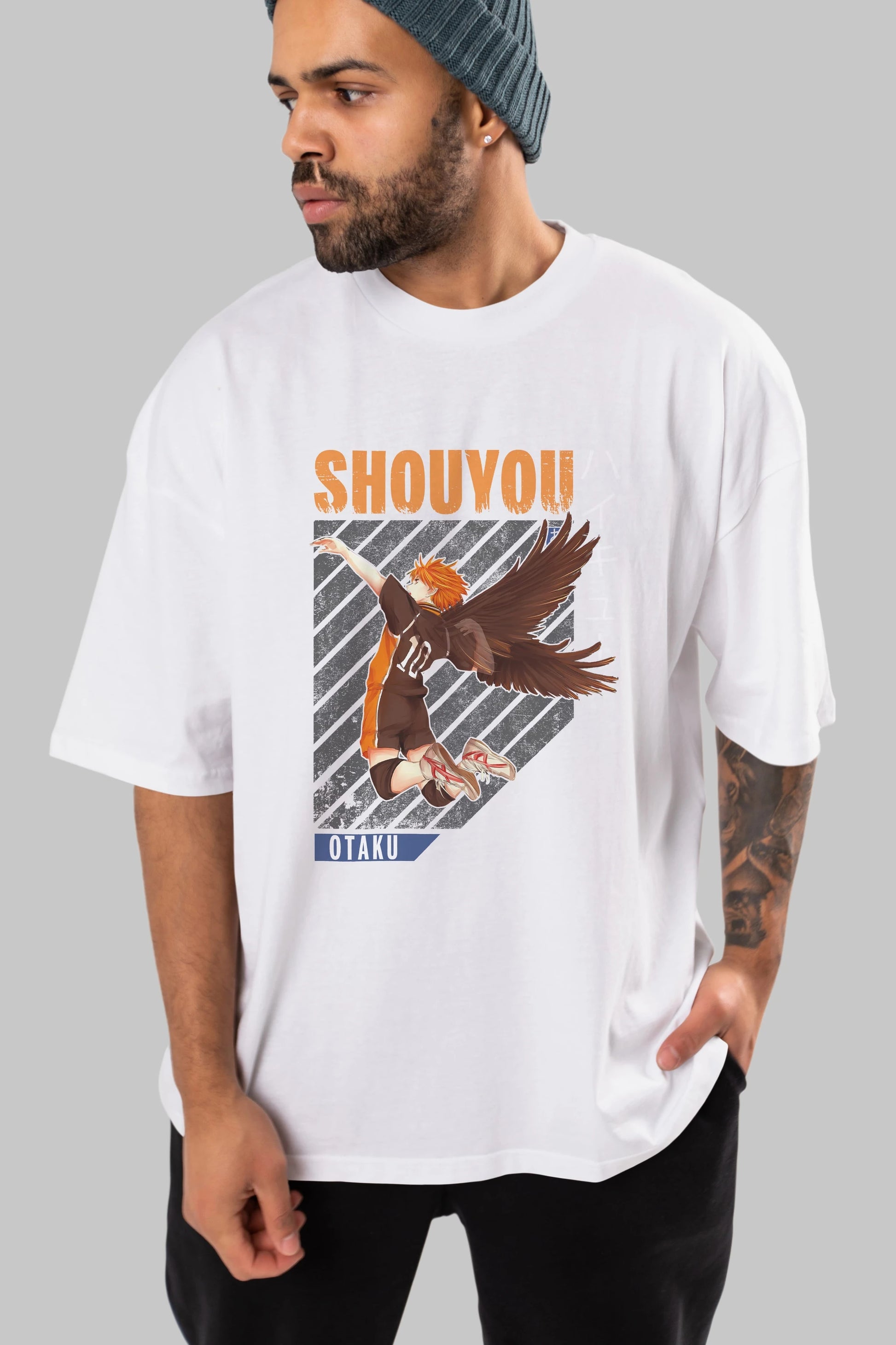 Shouyou Hinata 10 Anime Ön Baskılı Oversize t-shirt %100 pamuk Erkek Kadın Unisex