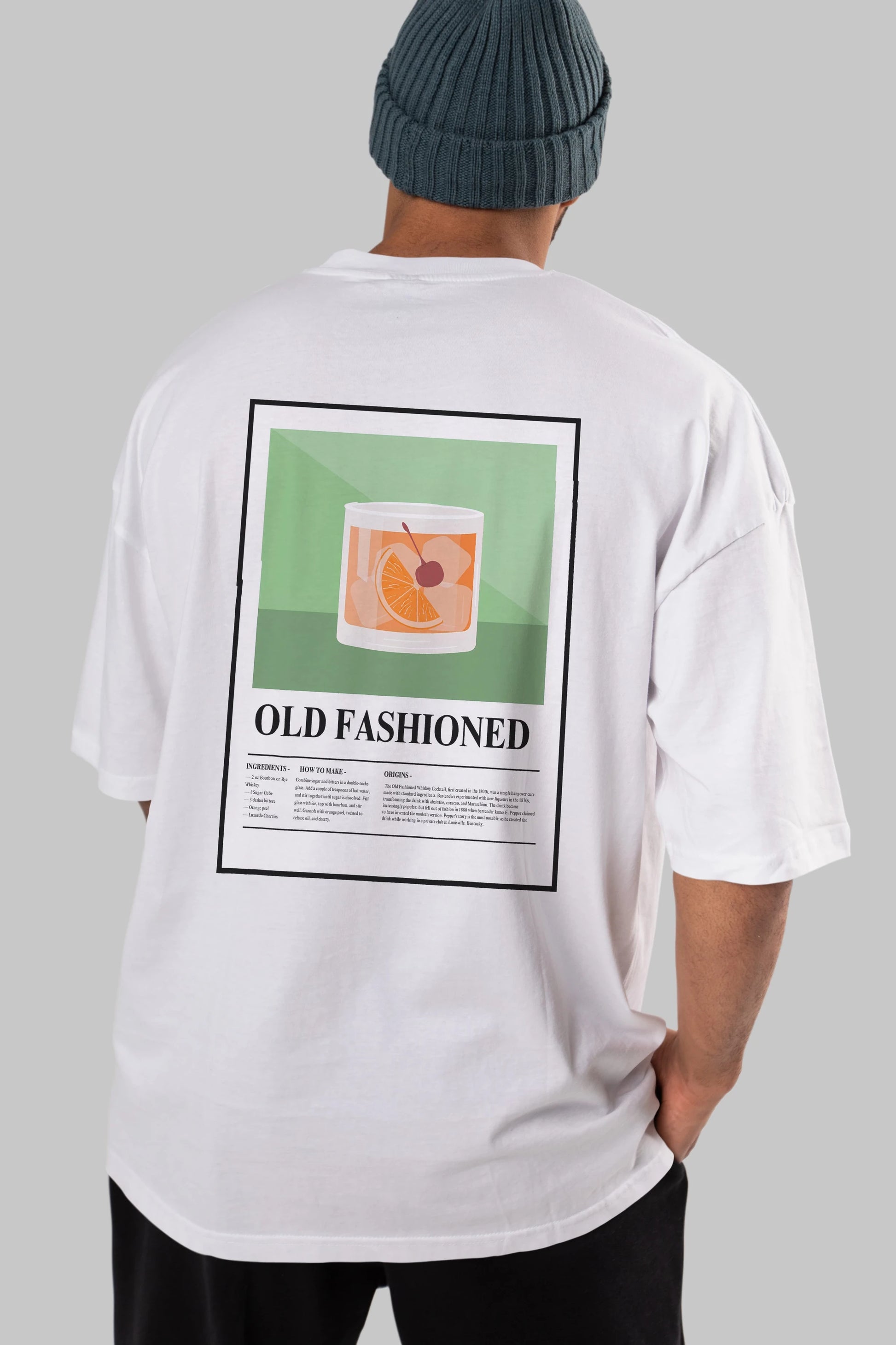 Old Fashioned Arka Baskılı Oversize t-shirt Erkek Kadın Unisex %100 Pamuk Bisiklet Yaka tişort