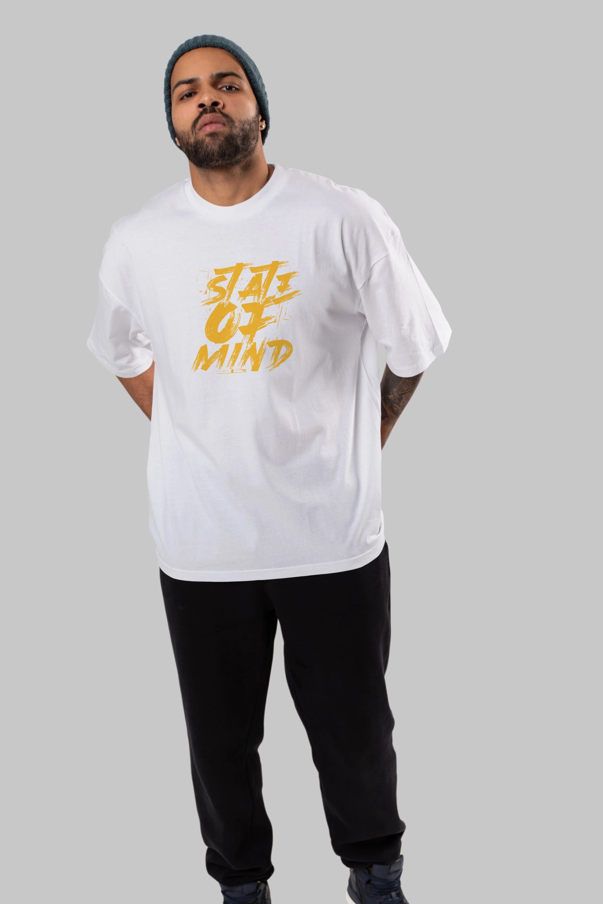 State on Mind Ön Baskılı Oversize t-shirt Erkek Kadın Unisex
