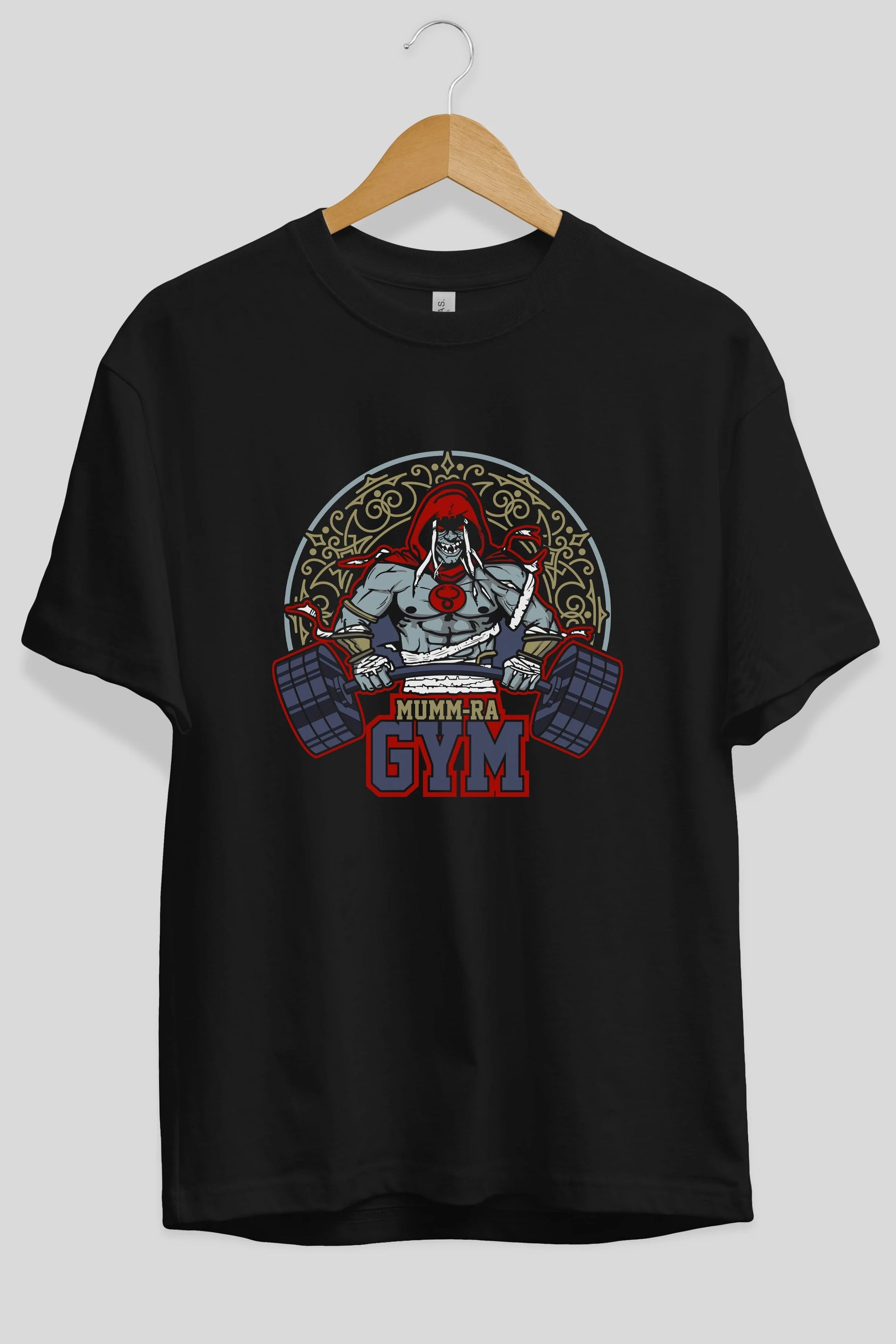 Mumm-ra GYM Ön Baskılı Oversize t-shirt Erkek Kadın Unisex %100 Pamuk Bisiklet Yaka tişort