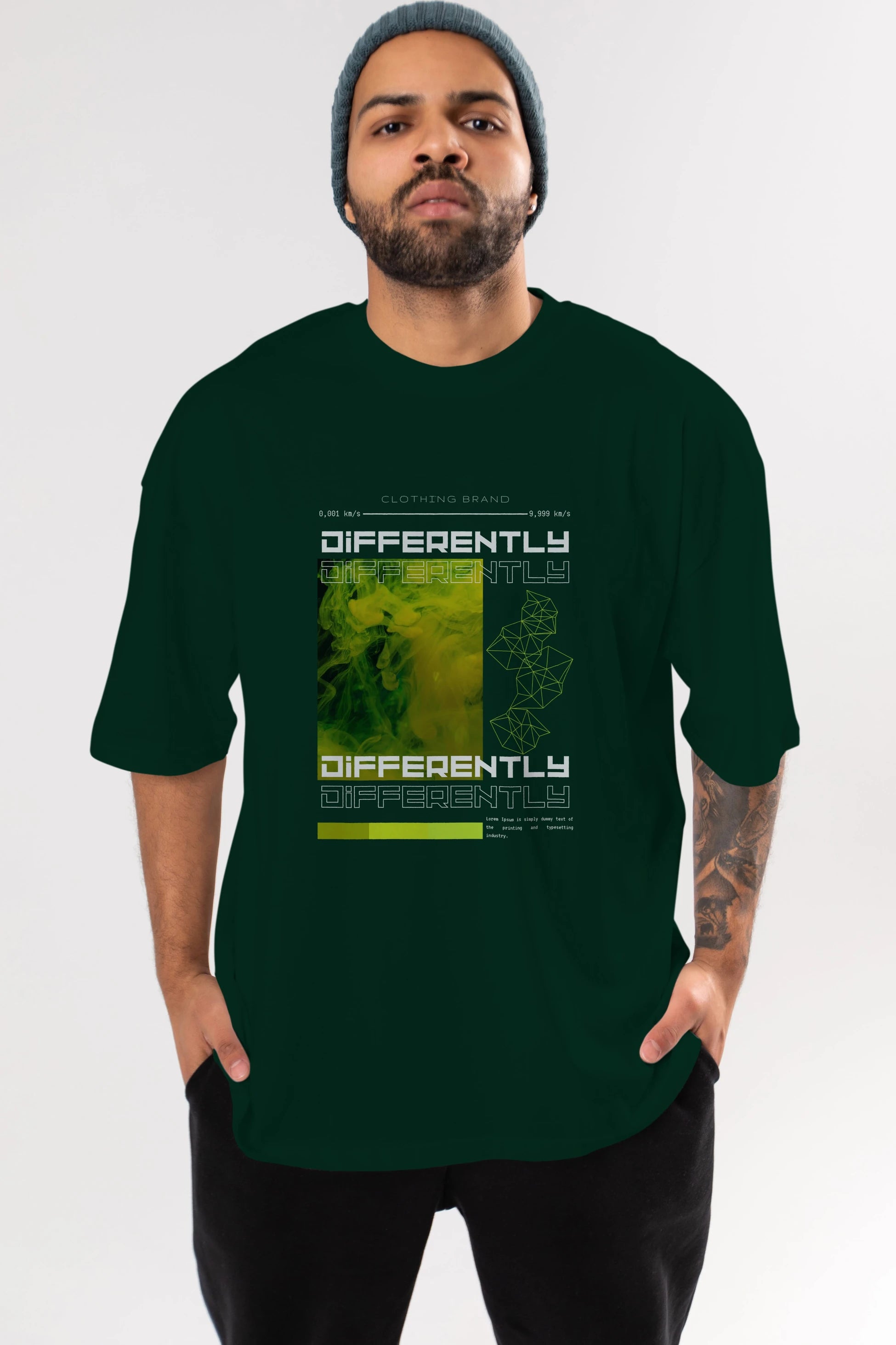 Differently Yazılı Ön Baskılı Oversize t-shirt Erkek Kadın Unisex