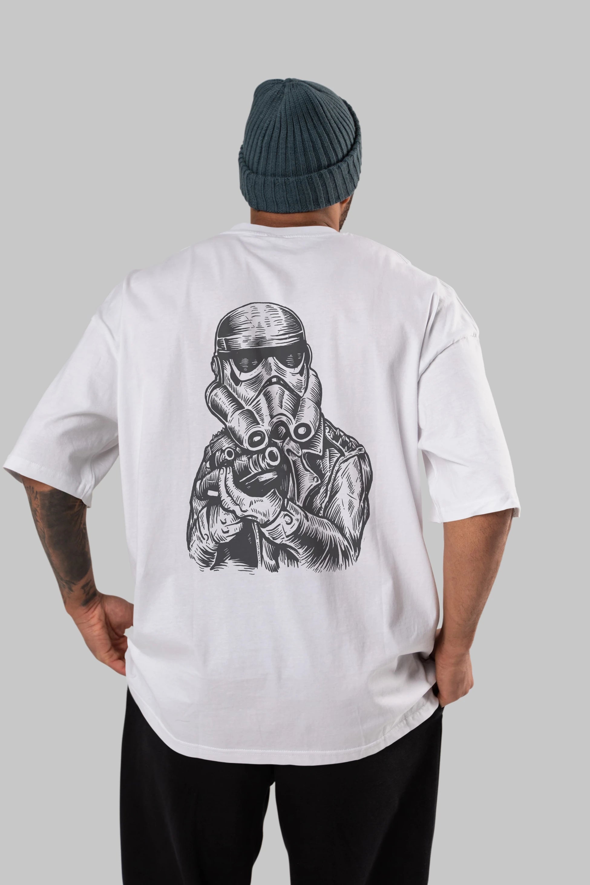 Punktrooper Arka Baskılı Oversize t-shirt Erkek Kadın Unisex %100 Pamuk
