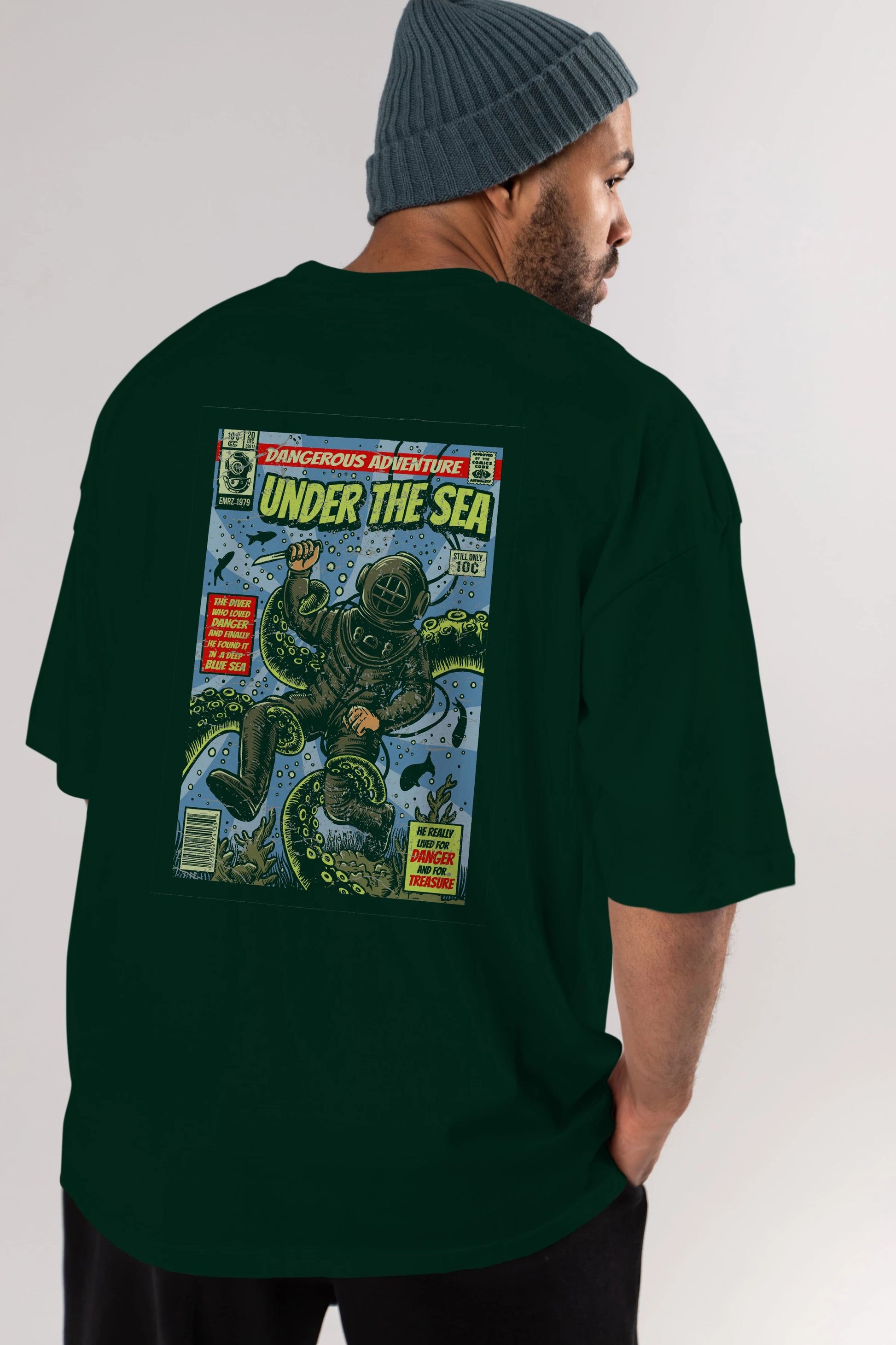Under The Sea Arka Baskılı Oversize t-shirt Erkek Kadın Unisex %100 Pamuk
