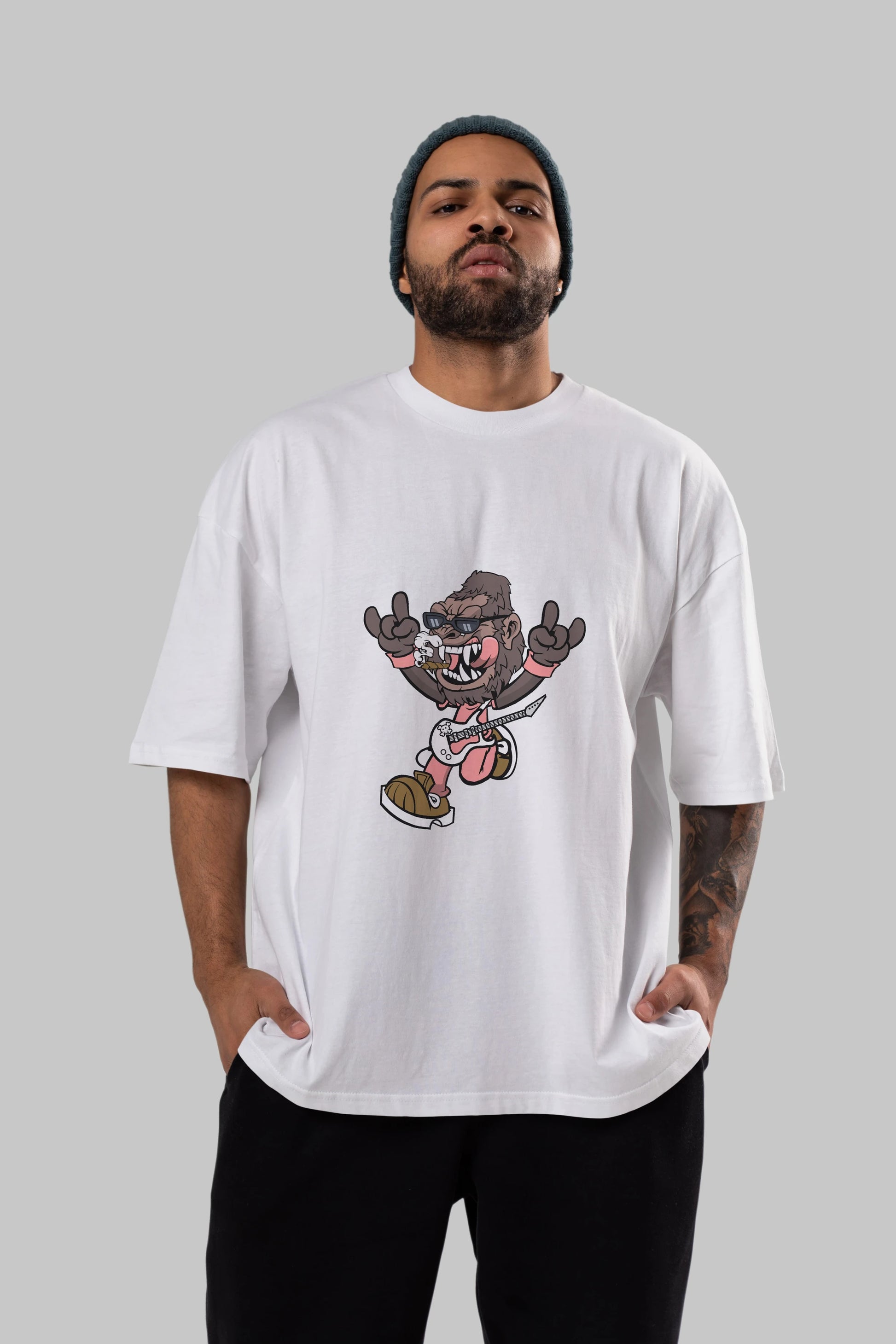 Gorilla Metal Ön Baskılı Oversize t-shirt Erkek Kadın Unisex %100 Pamuk tişort