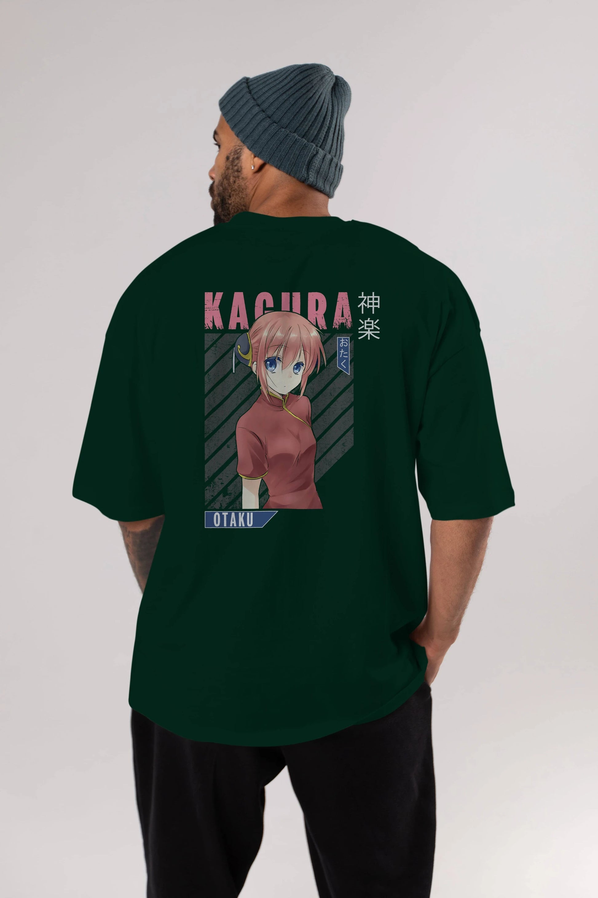 Kagura GINTAMA Anime Arka Baskılı Oversize t-shirt Erkek Kadın Unisex