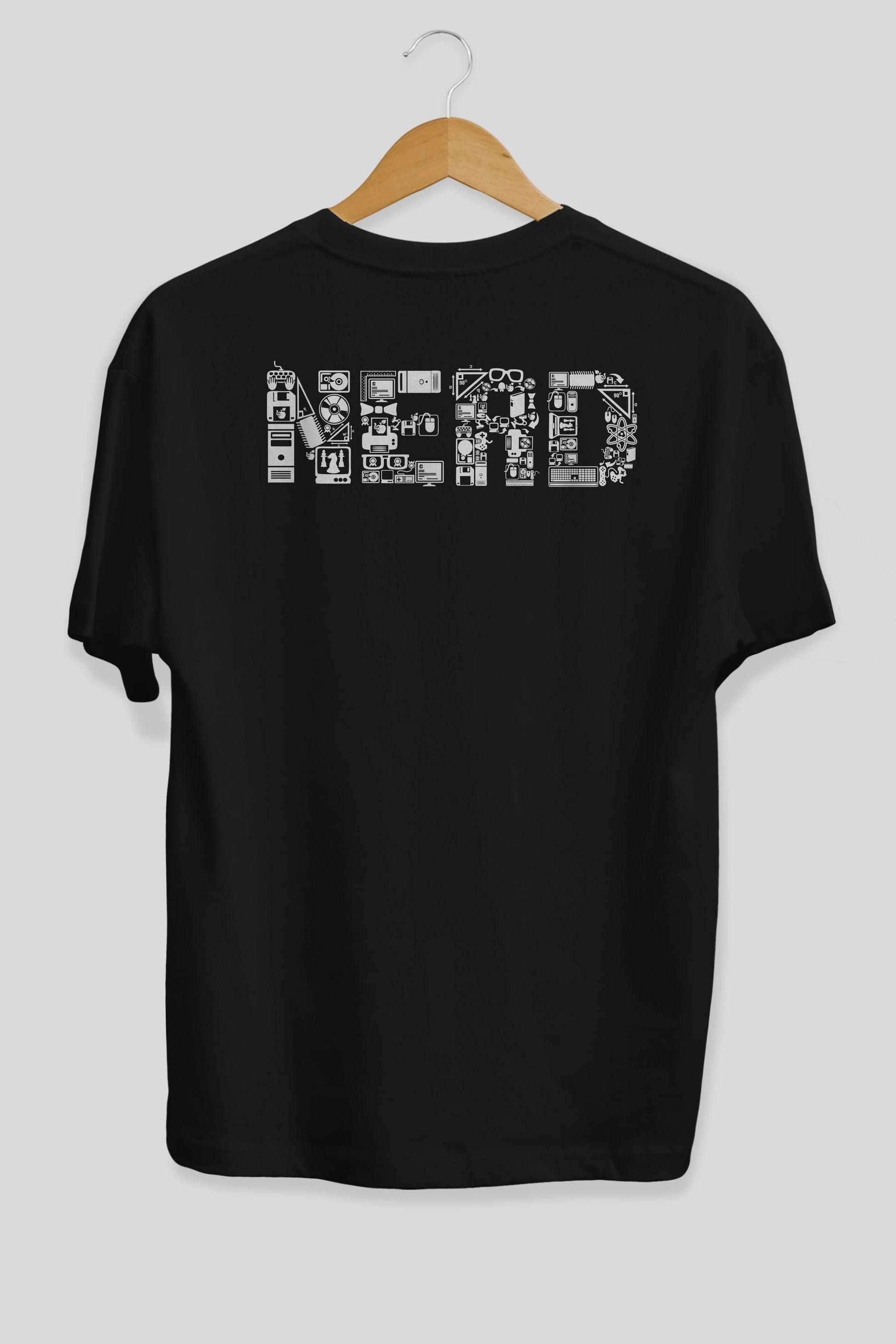 NERD Arka Baskılı Oversize t-shirt %100 pamuk Erkek Kadın Unisex