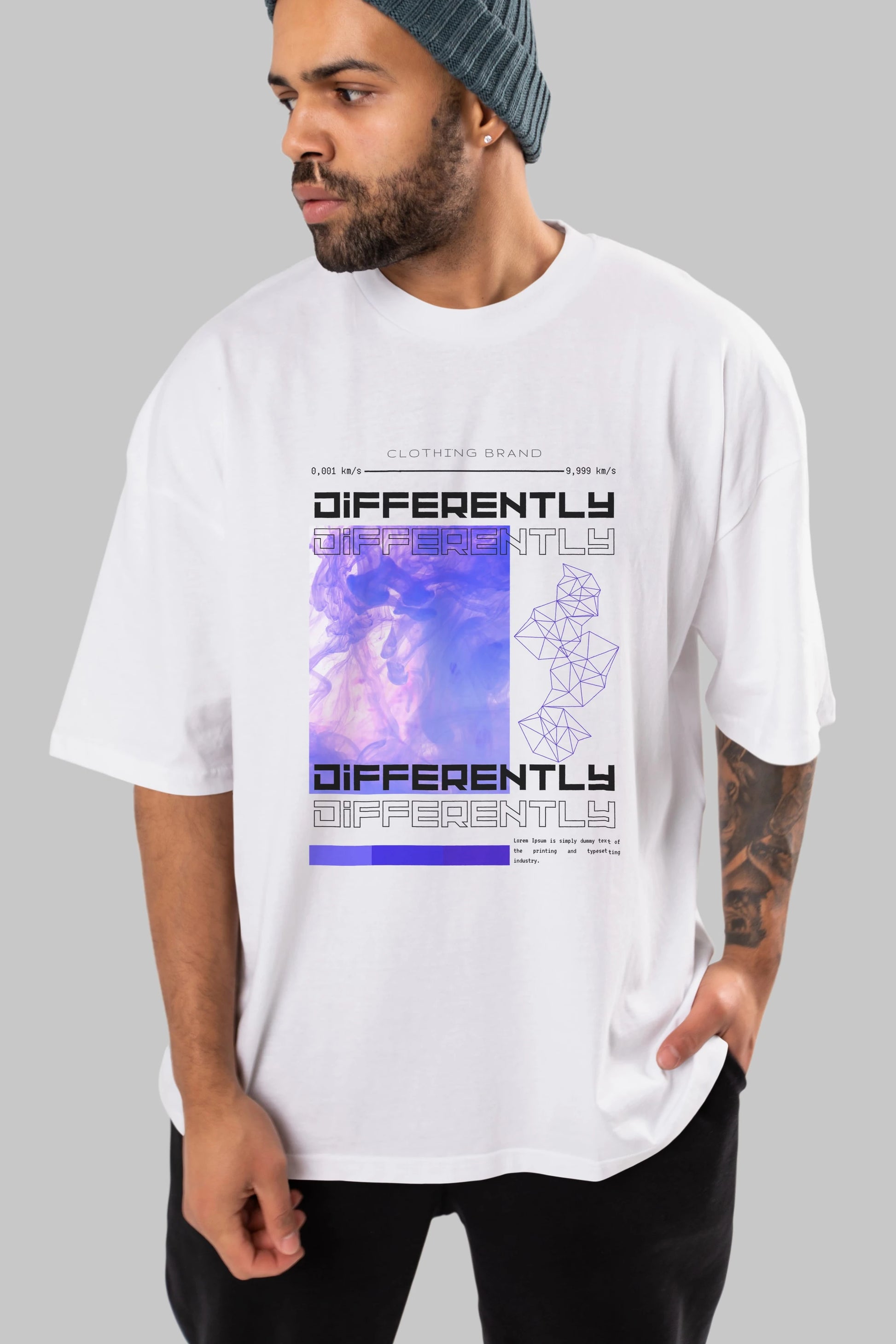 Differently Yazılı Ön Baskılı Oversize t-shirt Erkek Kadın Unisex
