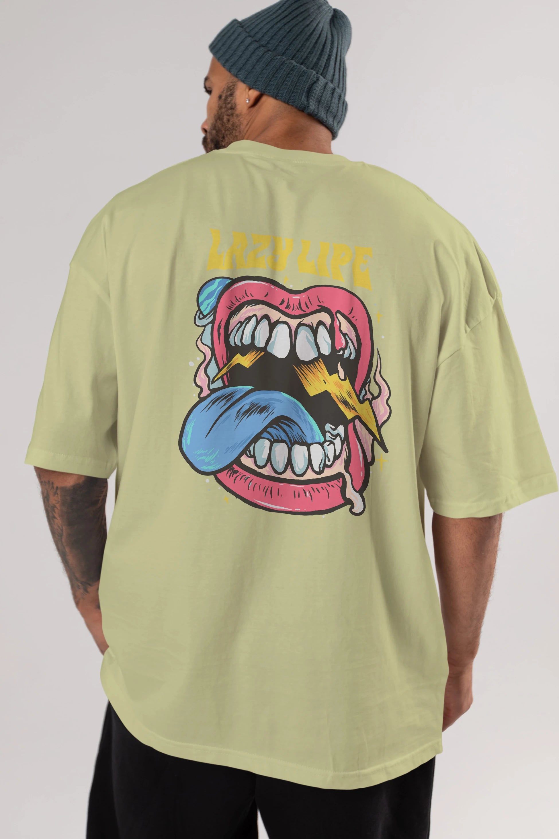Lazy Lipe Arka Baskılı Oversize t-shirt Erkek Kadın Unisex