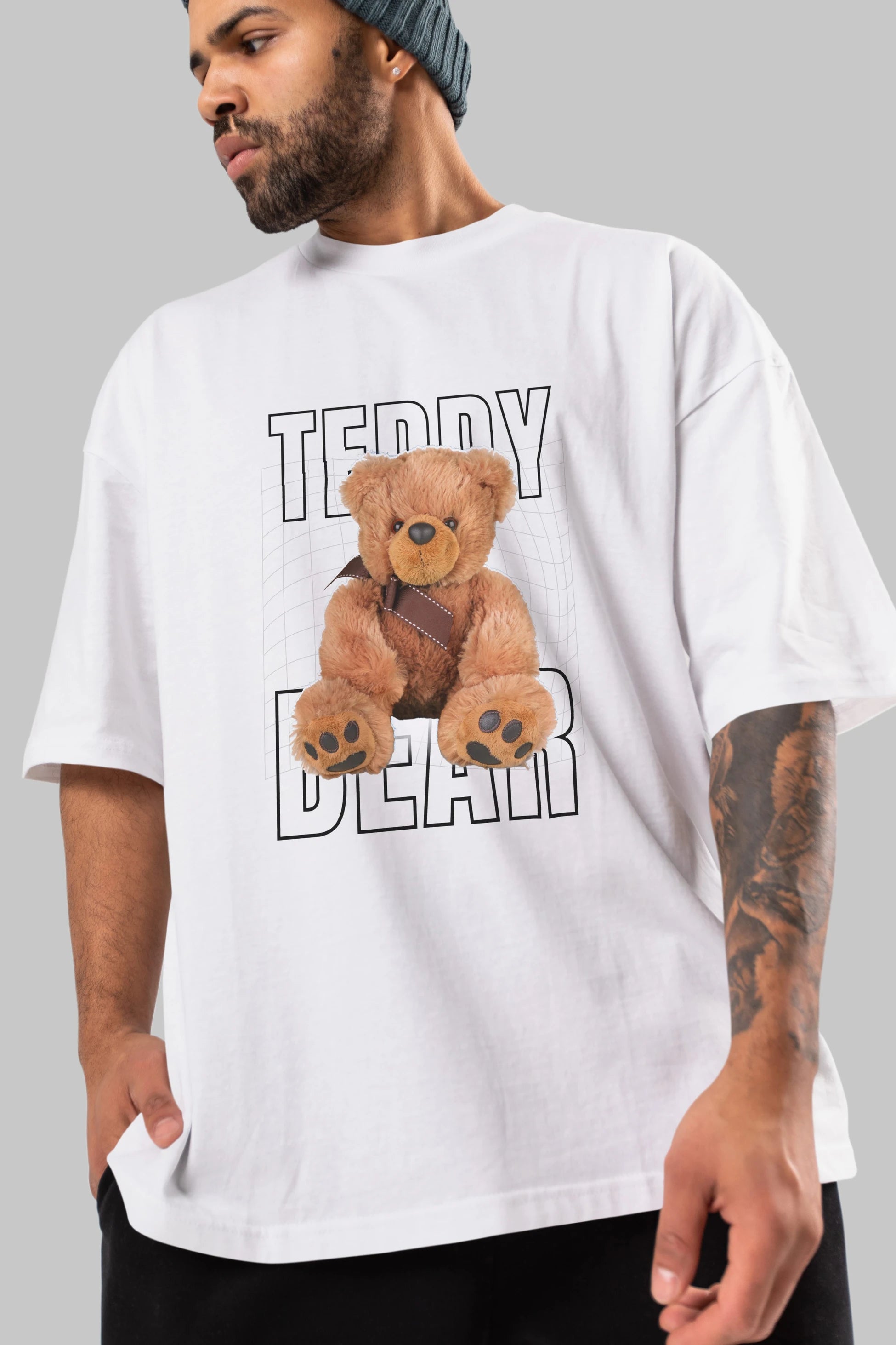 Teddy Bear Yazılı Ön Baskılı Oversize t-shirt Erkek Kadın Unisex %100 Pamuk