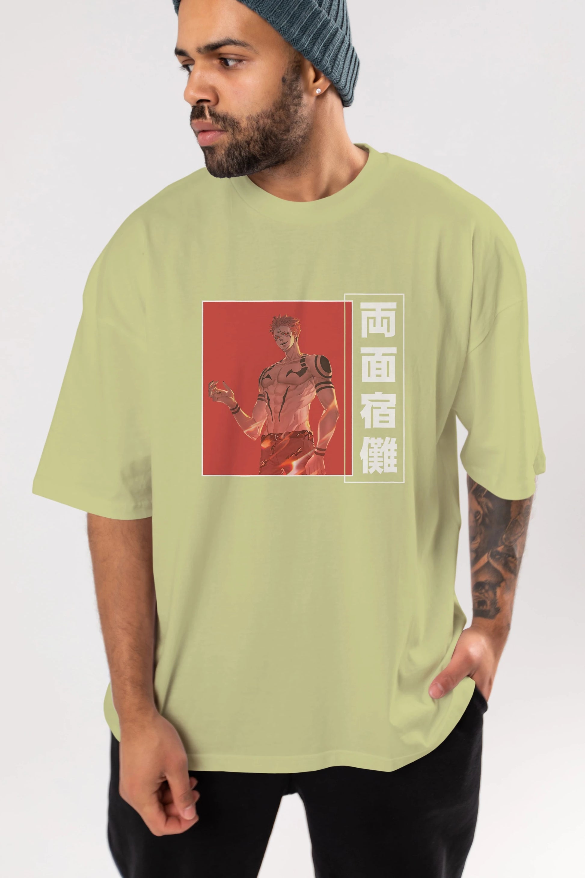 Sukuna Ryoumen 3 Anime Ön Baskılı Oversize t-shirt %100 pamuk Erkek Kadın Unisex