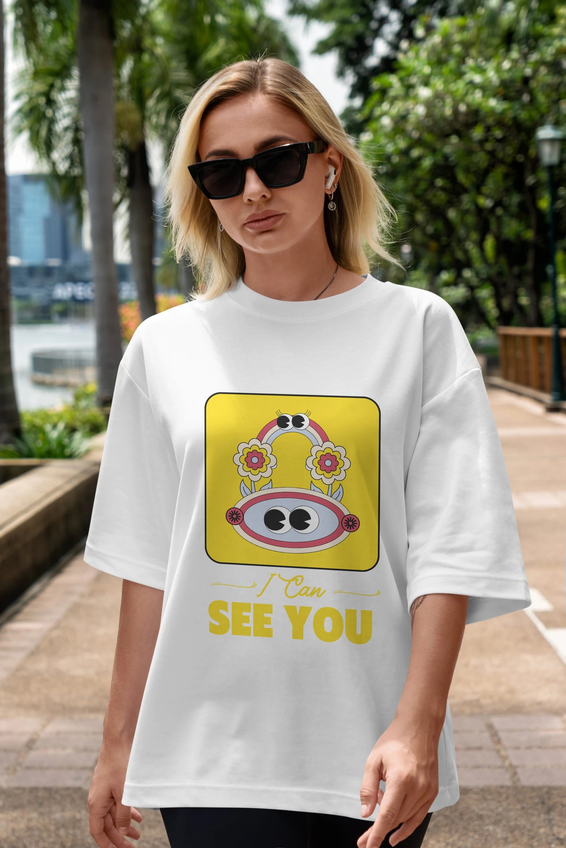 I Can See You Yazılı Ön Baskılı Oversize t-shirt Erkek Kadın Unisex