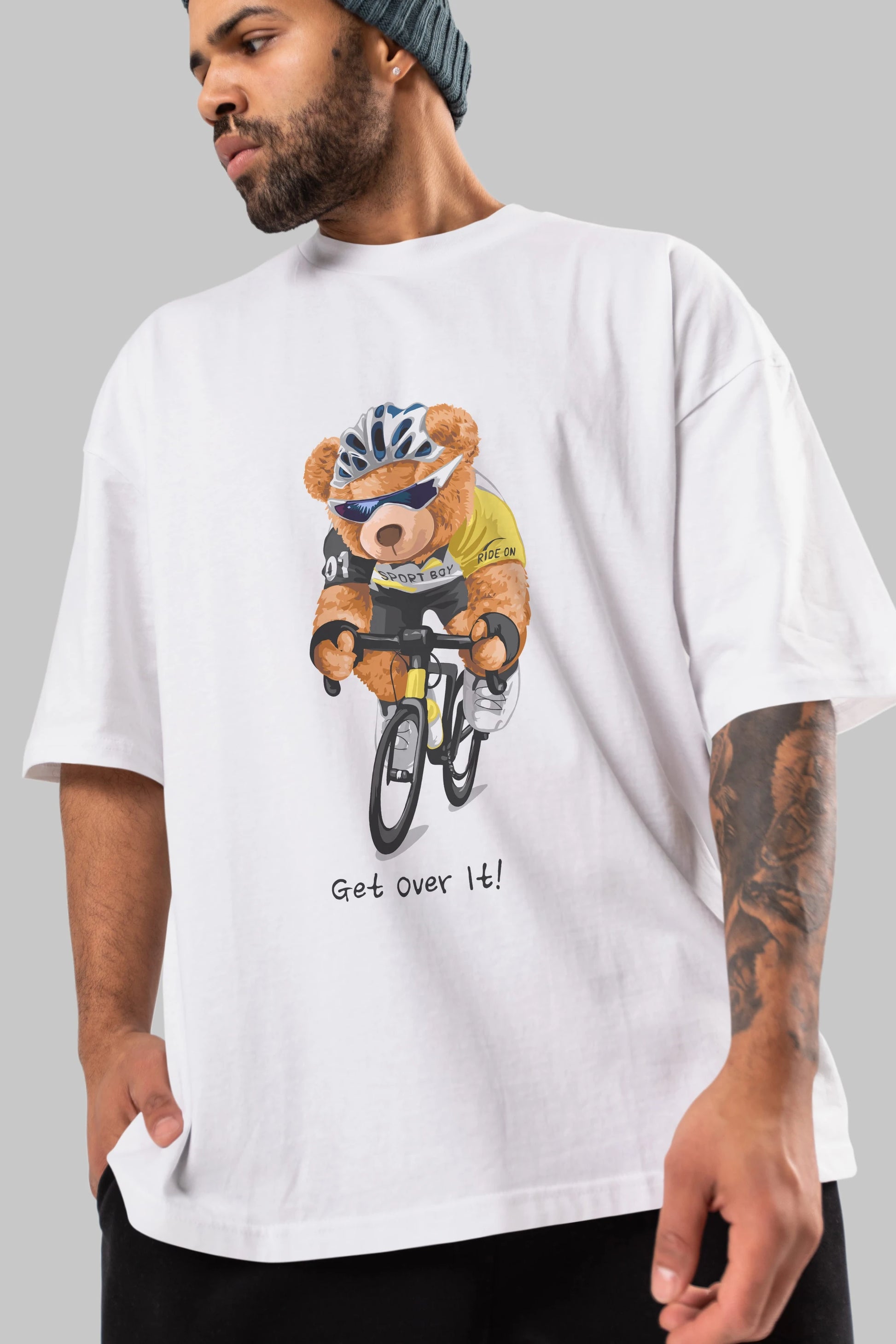 Teddy Bear Sport Boy Ön Baskılı Oversize t-shirt Erkek Kadın Unisex %100 Pamuk