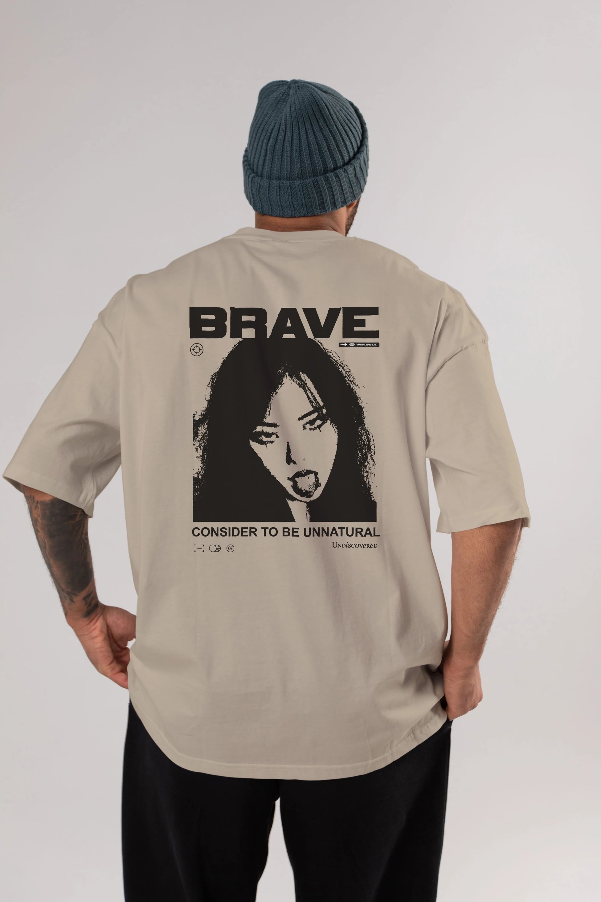 Brave Arka Baskılı Oversize t-shirt Erkek Kadın Unisex