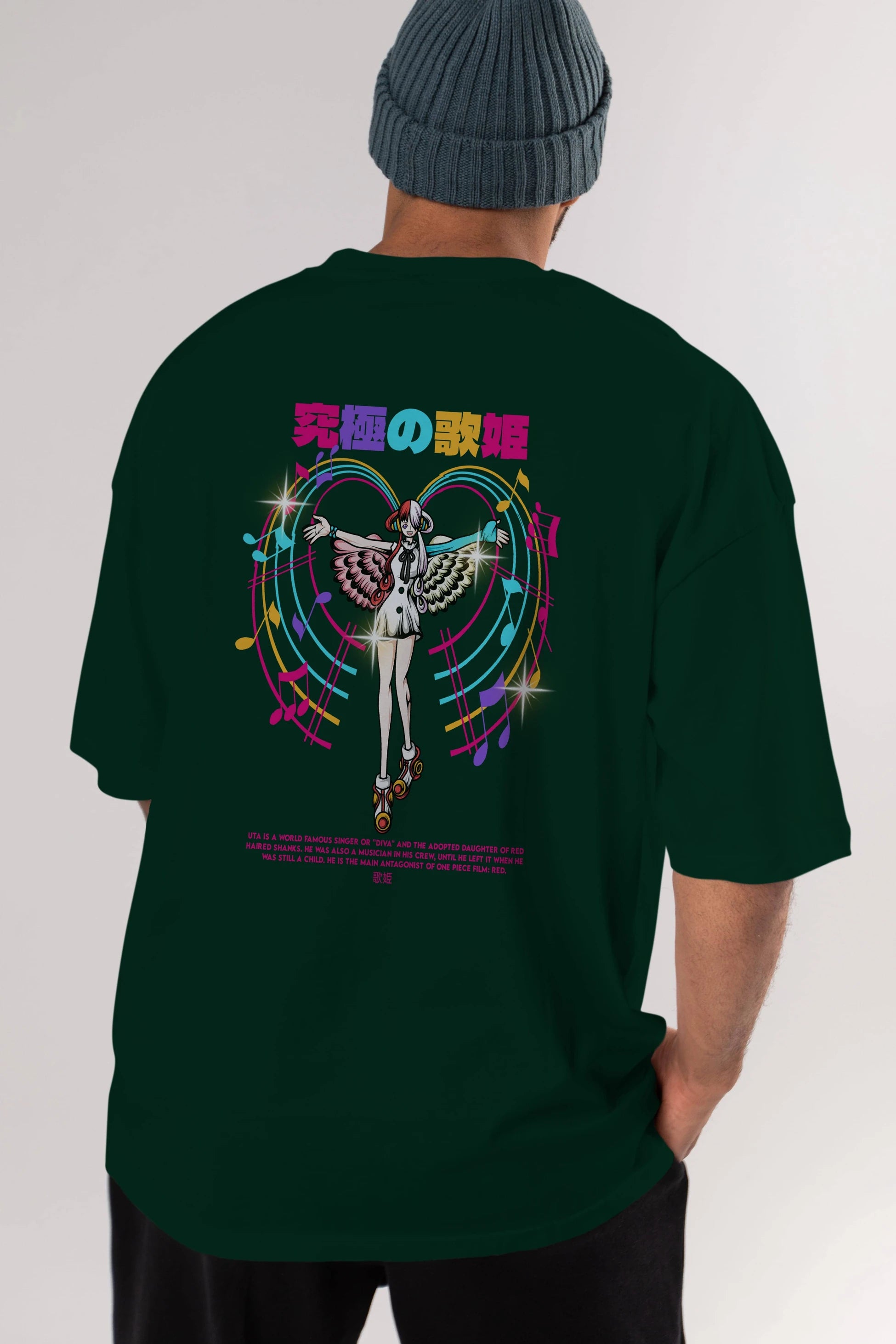 Uta Anime Arka Baskılı Oversize t-shirt Erkek Kadın Unisex