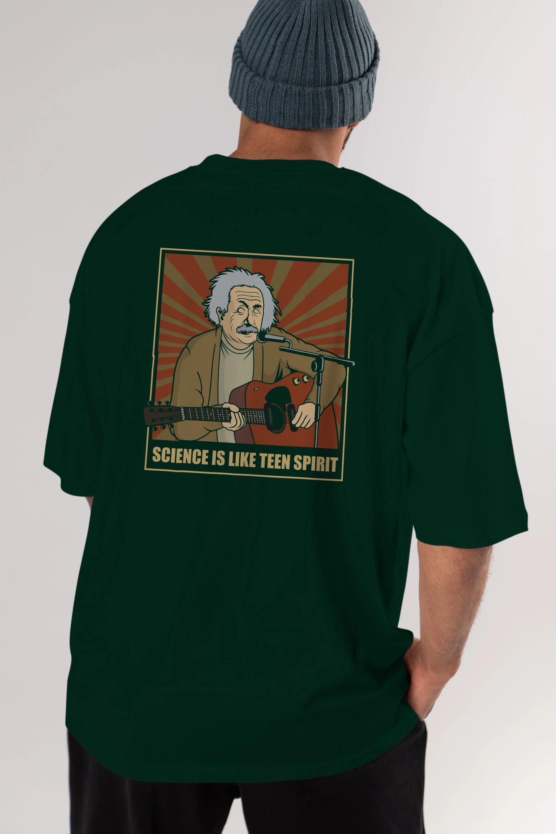 Kurt Einstein Arka Baskılı Oversize t-shirt Erkek Kadın Unisex %100 Pamuk tişort