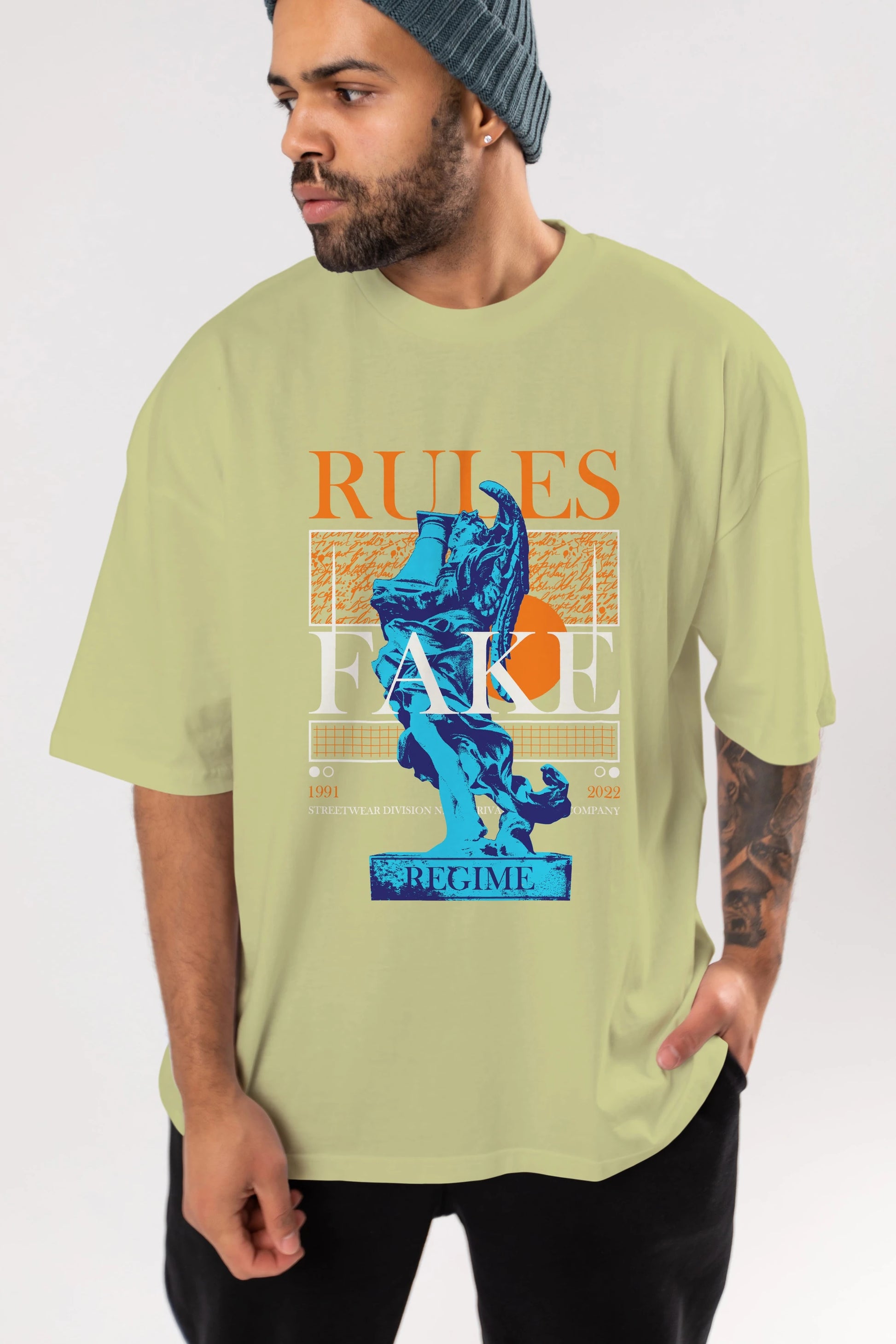 Rules Fake Ön Baskılı Oversize t-shirt Erkek Kadın Unisex