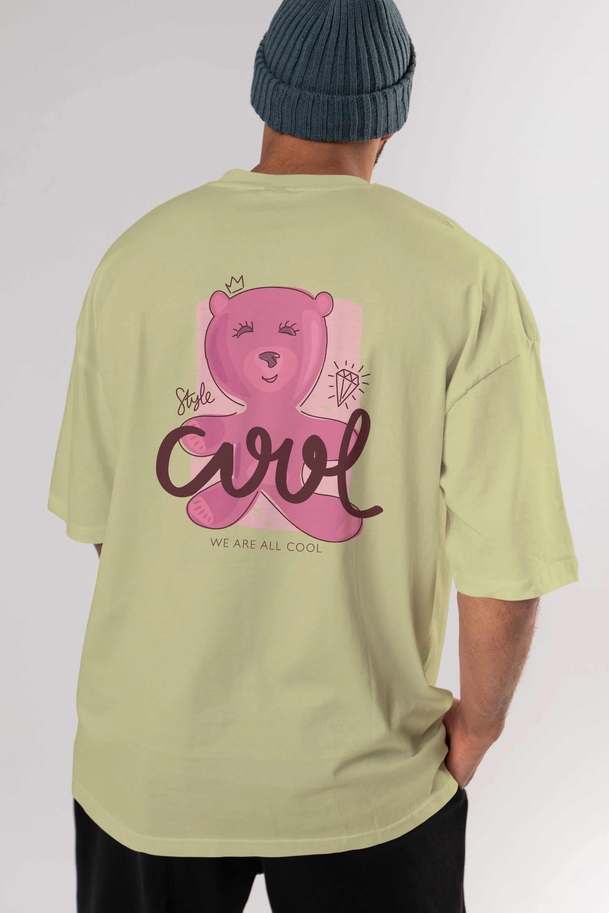 Cool Style Bear Arka Baskılı Oversize t-shirt Erkek Kadın Unisex