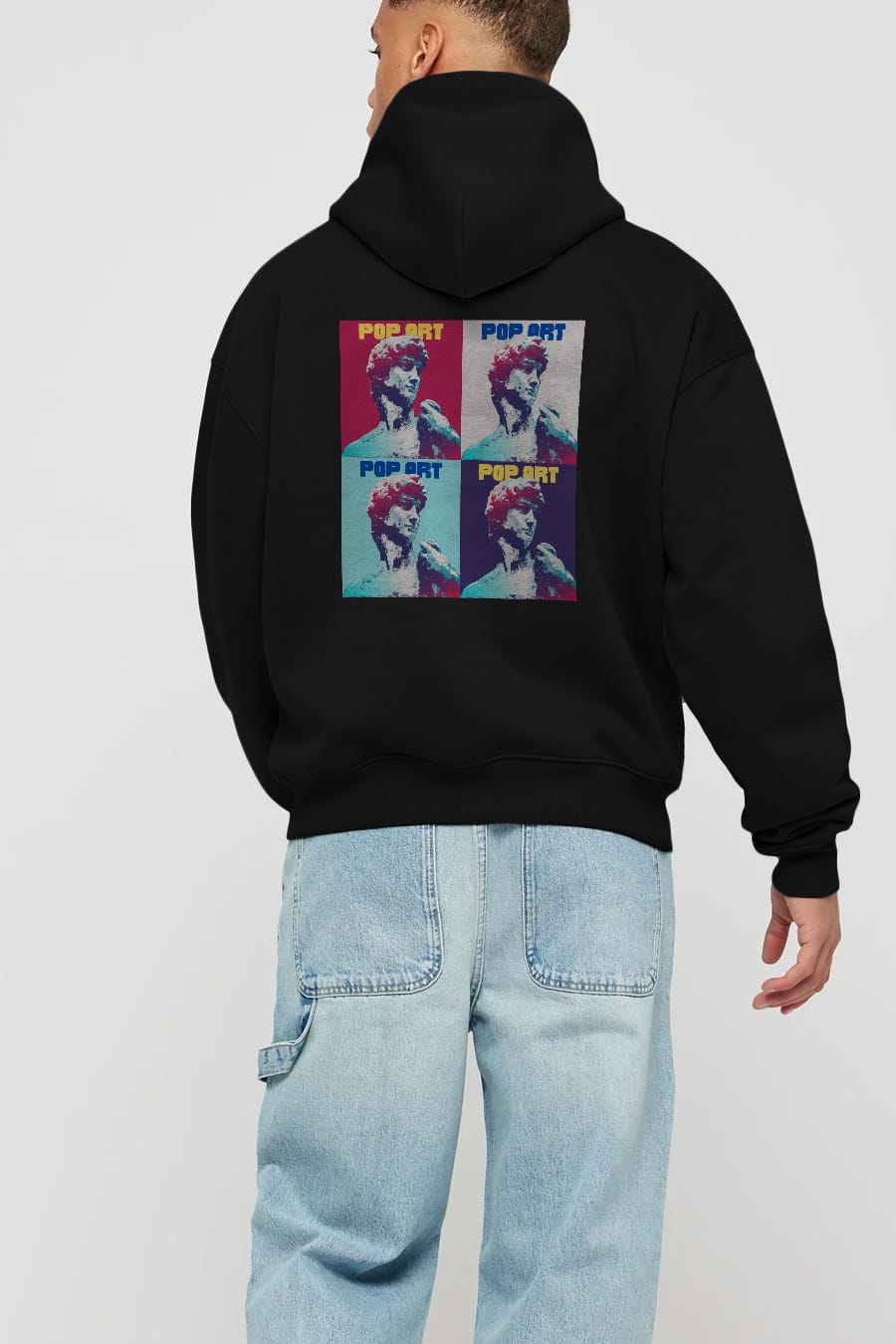 Creative Pop Art Arka Baskılı Oversize Hoodie Kapüşonlu Sweatshirt Erkek Kadın Unisex