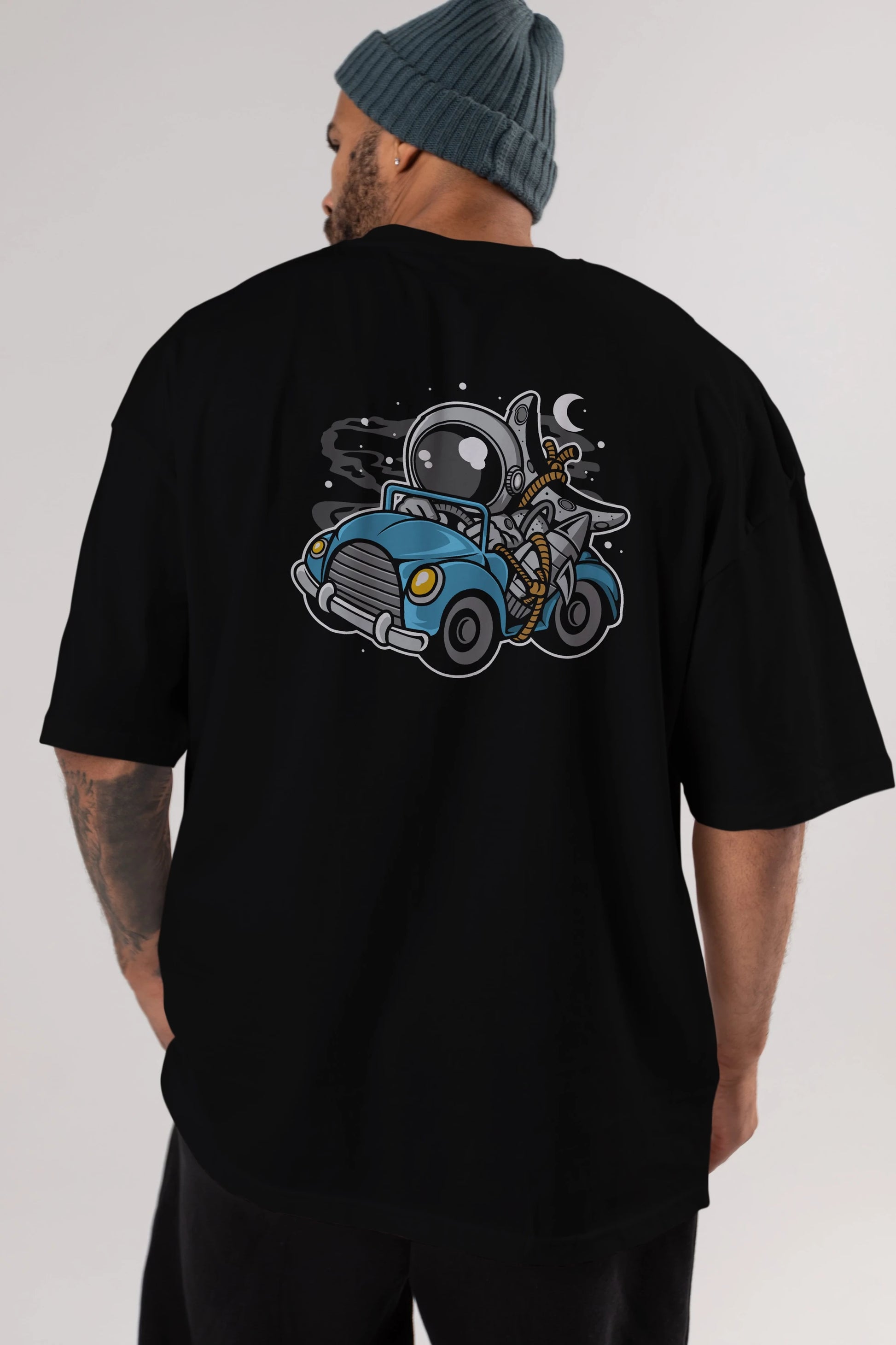 Astronaut Journey Arka Baskılı Oversize t-shirt Erkek Kadın Unisex