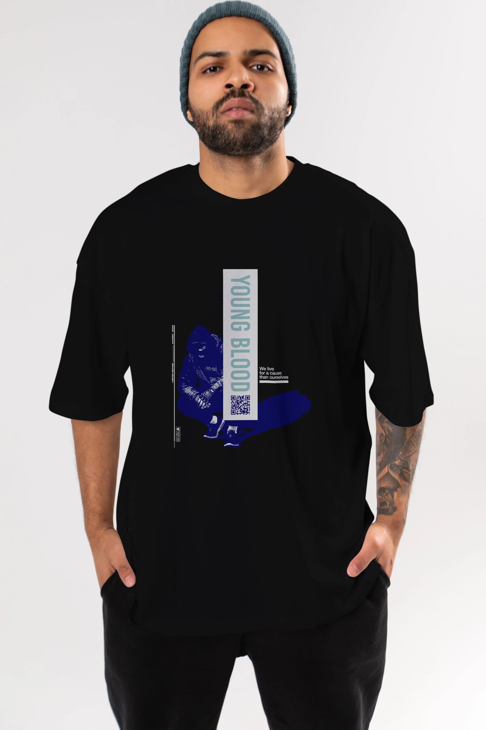 Young Blood Ön Baskılı Oversize t-shirt Erkek Kadın Unisex