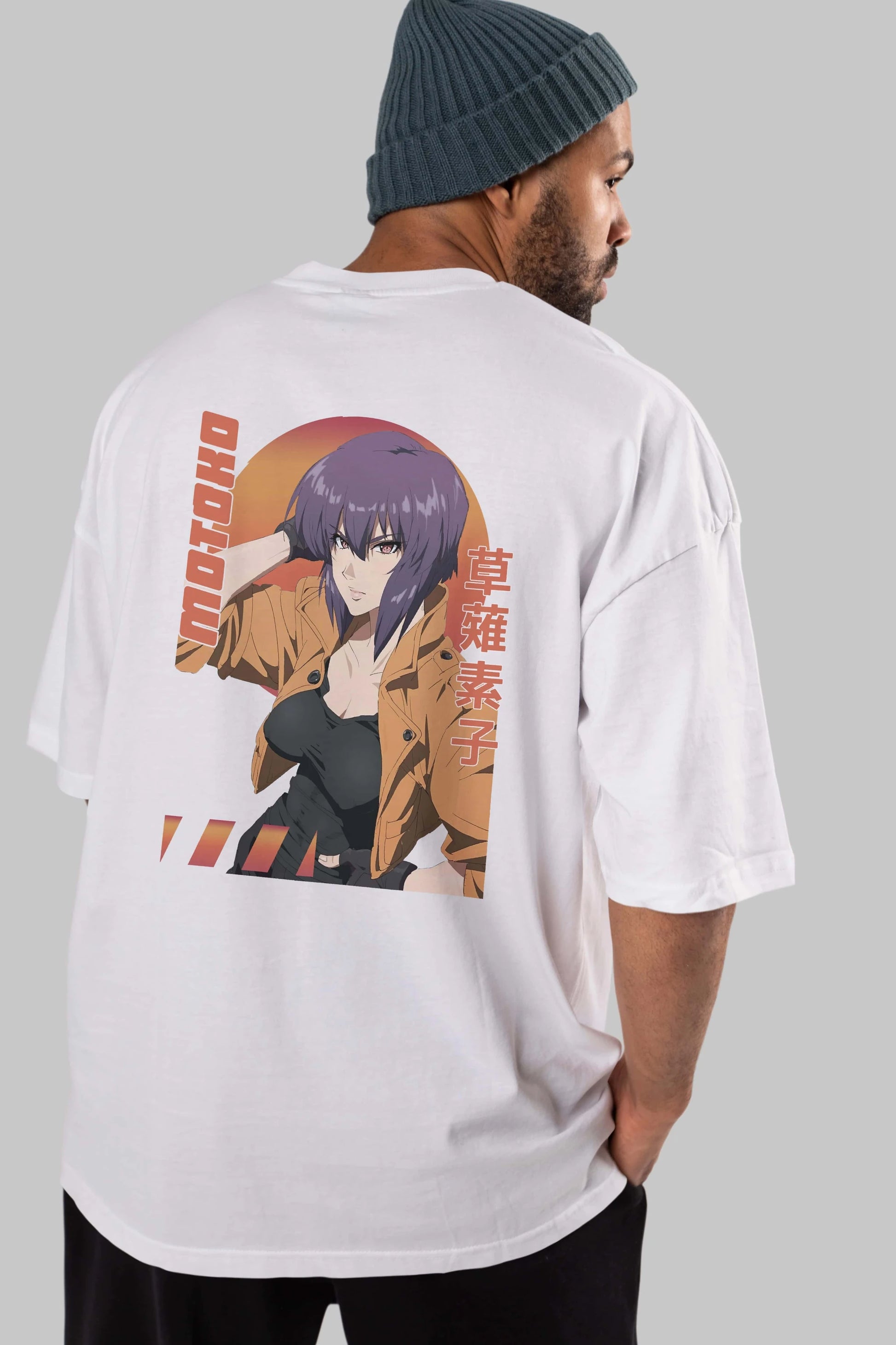 Motoko Kusanagi 9 Anime Arka Baskılı Oversize t-shirt Erkek Kadın Unisex