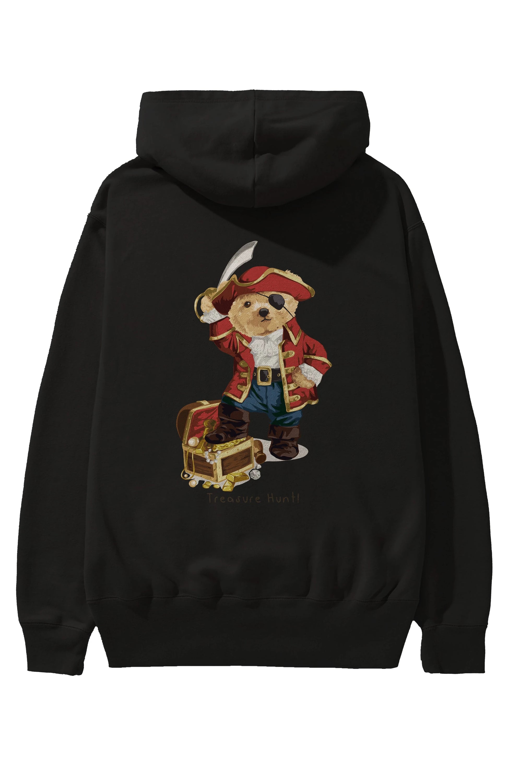 Teddy Bear Treasure Hunt Arka Baskılı Hoodie Oversize Kapüşonlu Sweatshirt Erkek Kadın Unisex