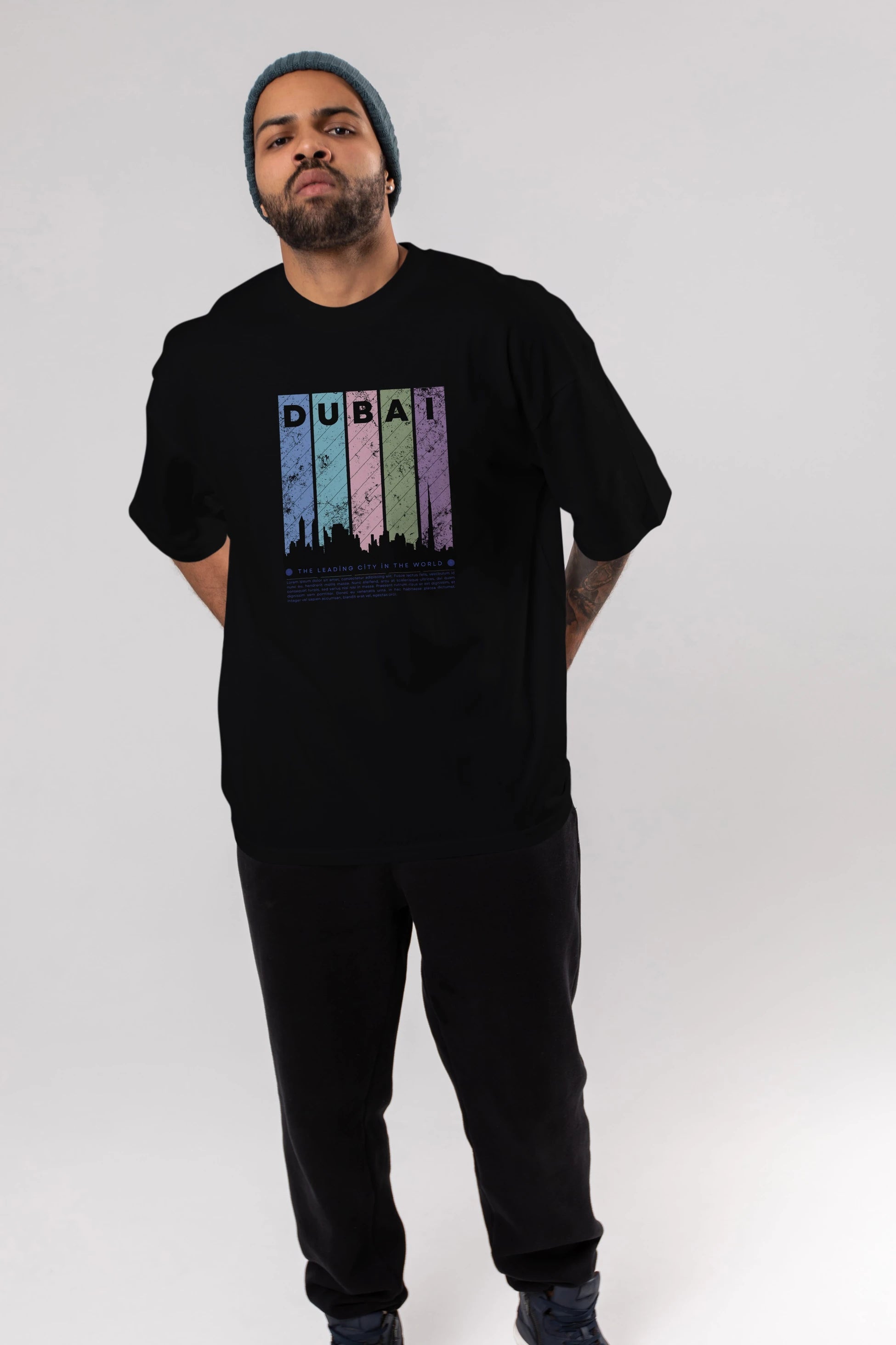 Dubai Yazılı Ön Baskılı Oversize t-shirt Erkek Kadın Unisex