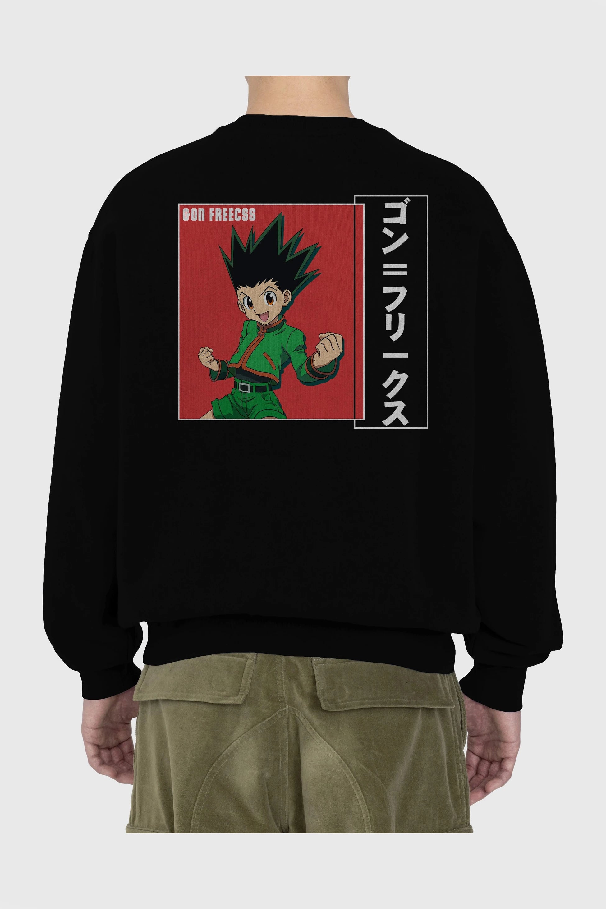 Gon Freecss HUNTER X HUNTER 5 Anime Arka Baskılı Oversize Sweatshirt Erkek Kadın Unisex