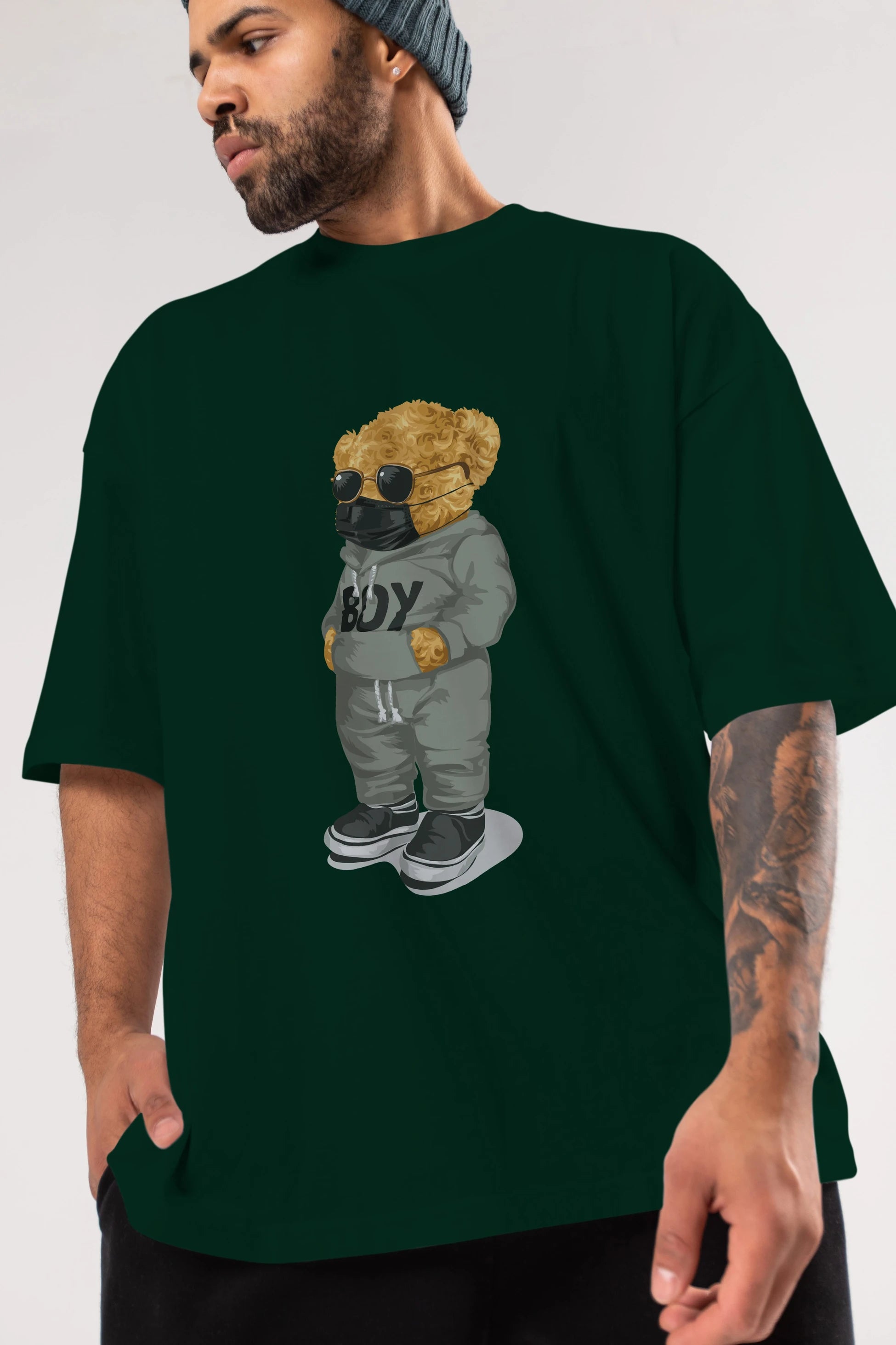 Teddy Bear Boy Ön Baskılı Oversize t-shirt Erkek Kadın Unisex %100 Pamuk