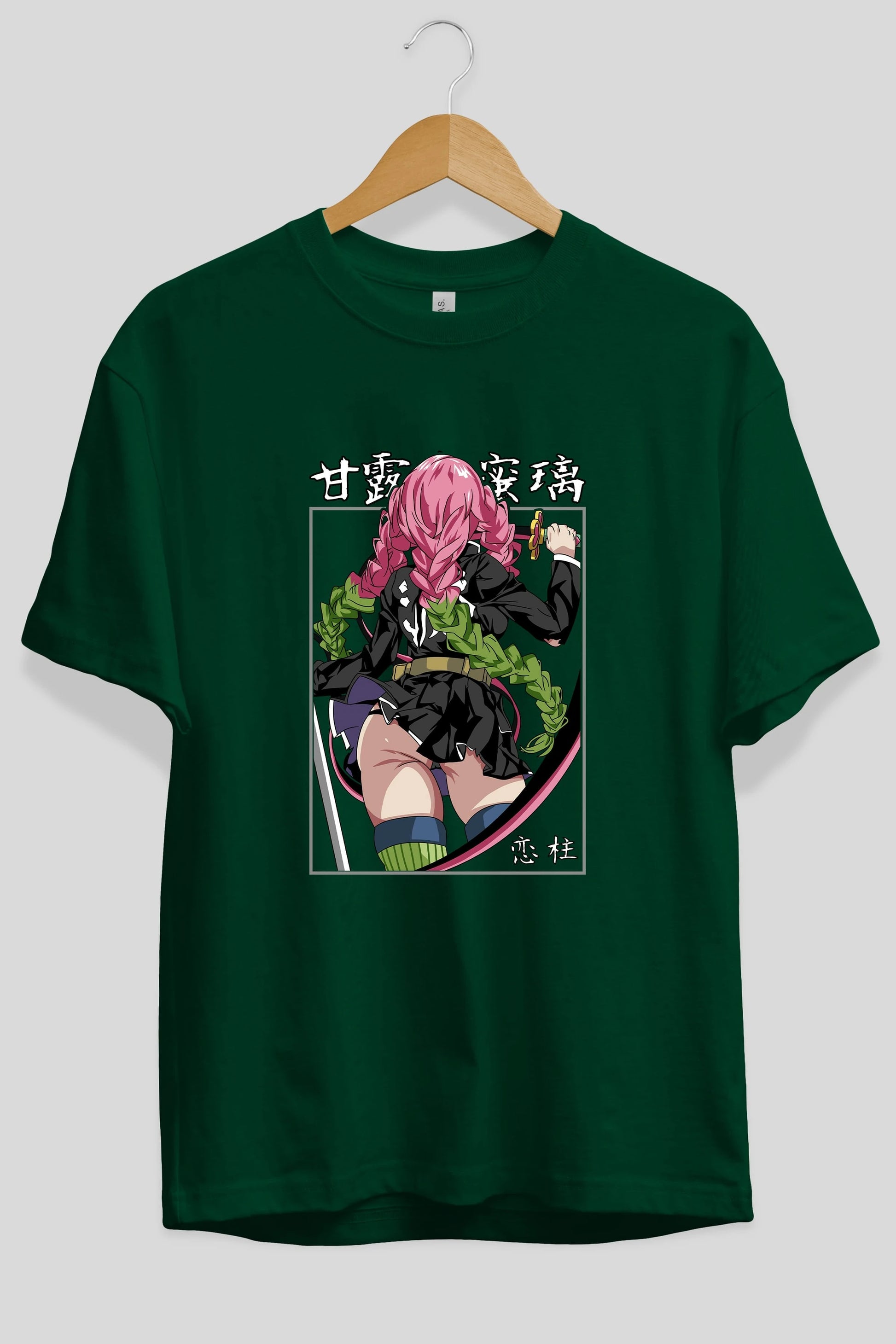 Mitsuri DEMONSLAYER Anime Ön Baskılı Oversize t-shirt %100 pamuk Erkek Kadın Unisex